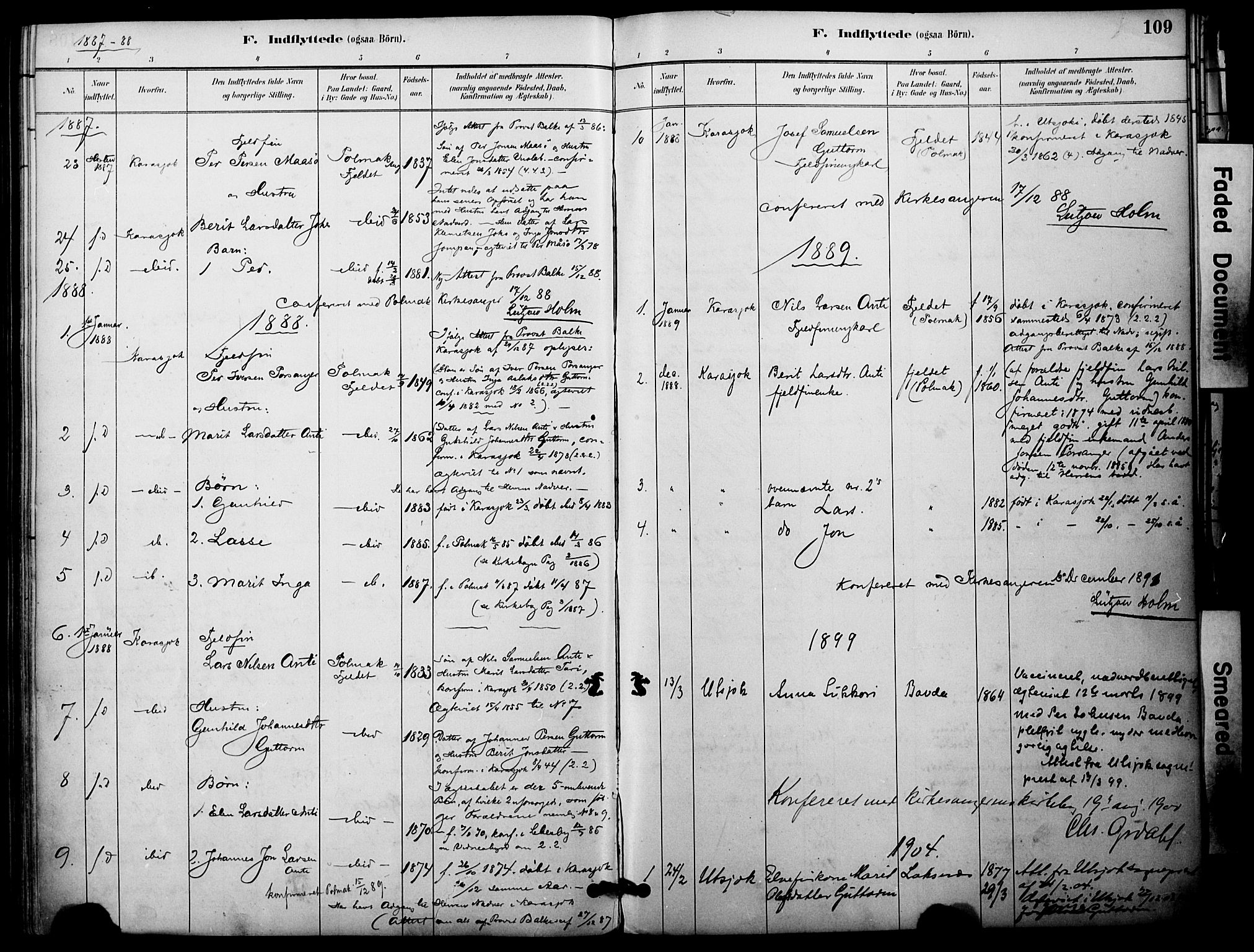 Nesseby sokneprestkontor, AV/SATØ-S-1330/H/Ha/L0005kirke: Parish register (official) no. 5, 1885-1906, p. 109