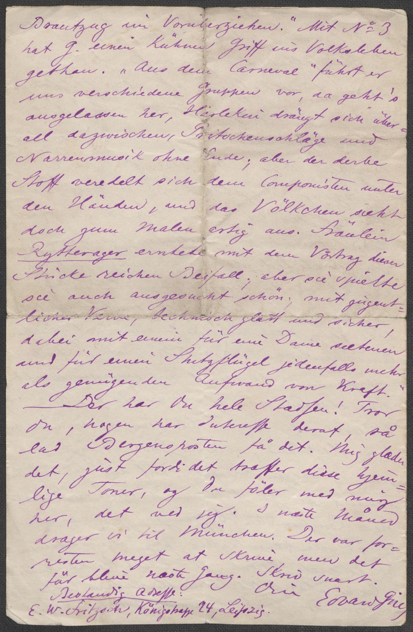 Beyer, Frants, AV/RA-PA-0132/F/L0001: Brev fra Edvard Grieg til Frantz Beyer og "En del optegnelser som kan tjene til kommentar til brevene" av Marie Beyer, 1872-1907, p. 46