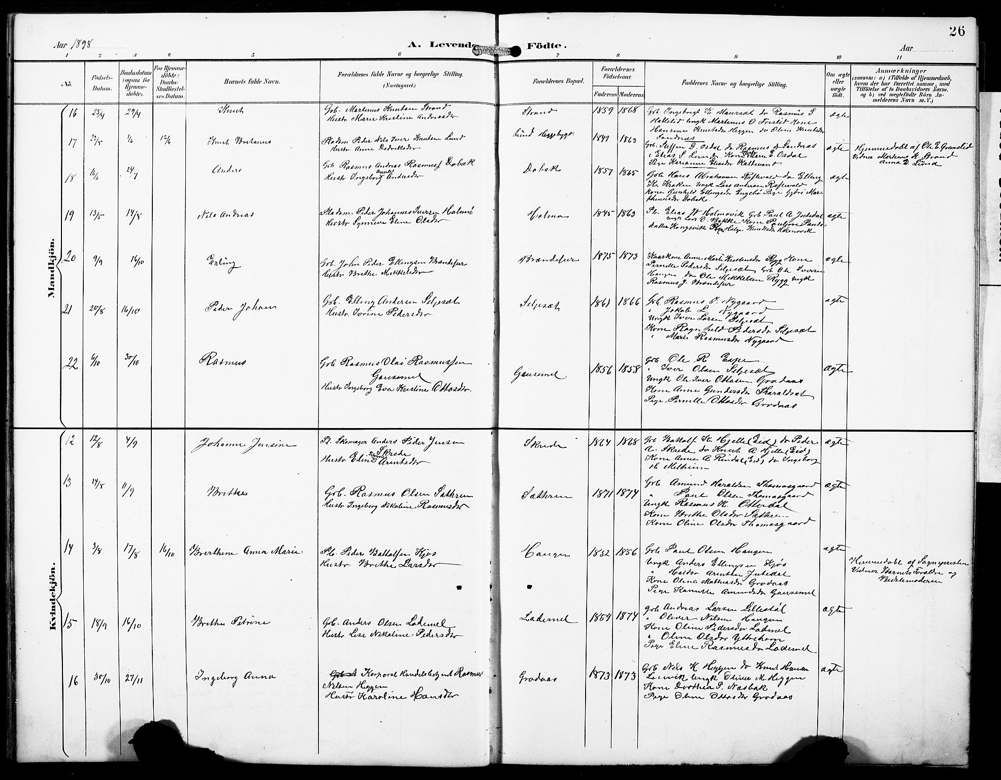 Hornindal sokneprestembete, SAB/A-82401/H/Hab: Parish register (copy) no. A 2, 1894-1927, p. 26