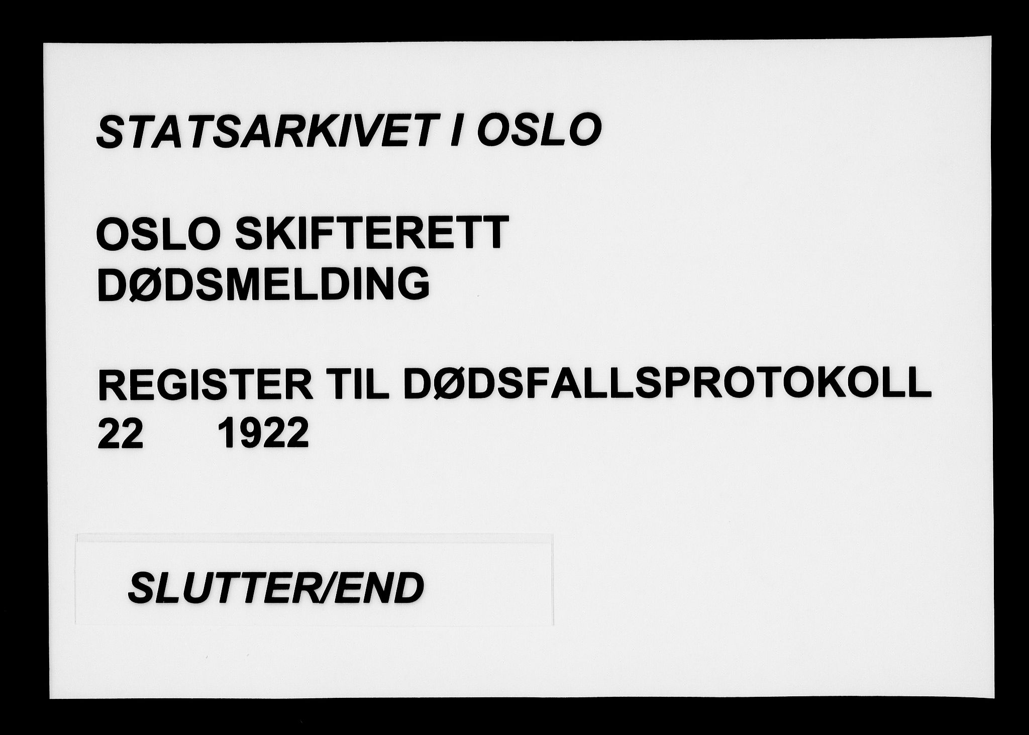 Oslo skifterett, AV/SAO-A-10383/F/Fa/Faa/L0022: Navneregister, 1922