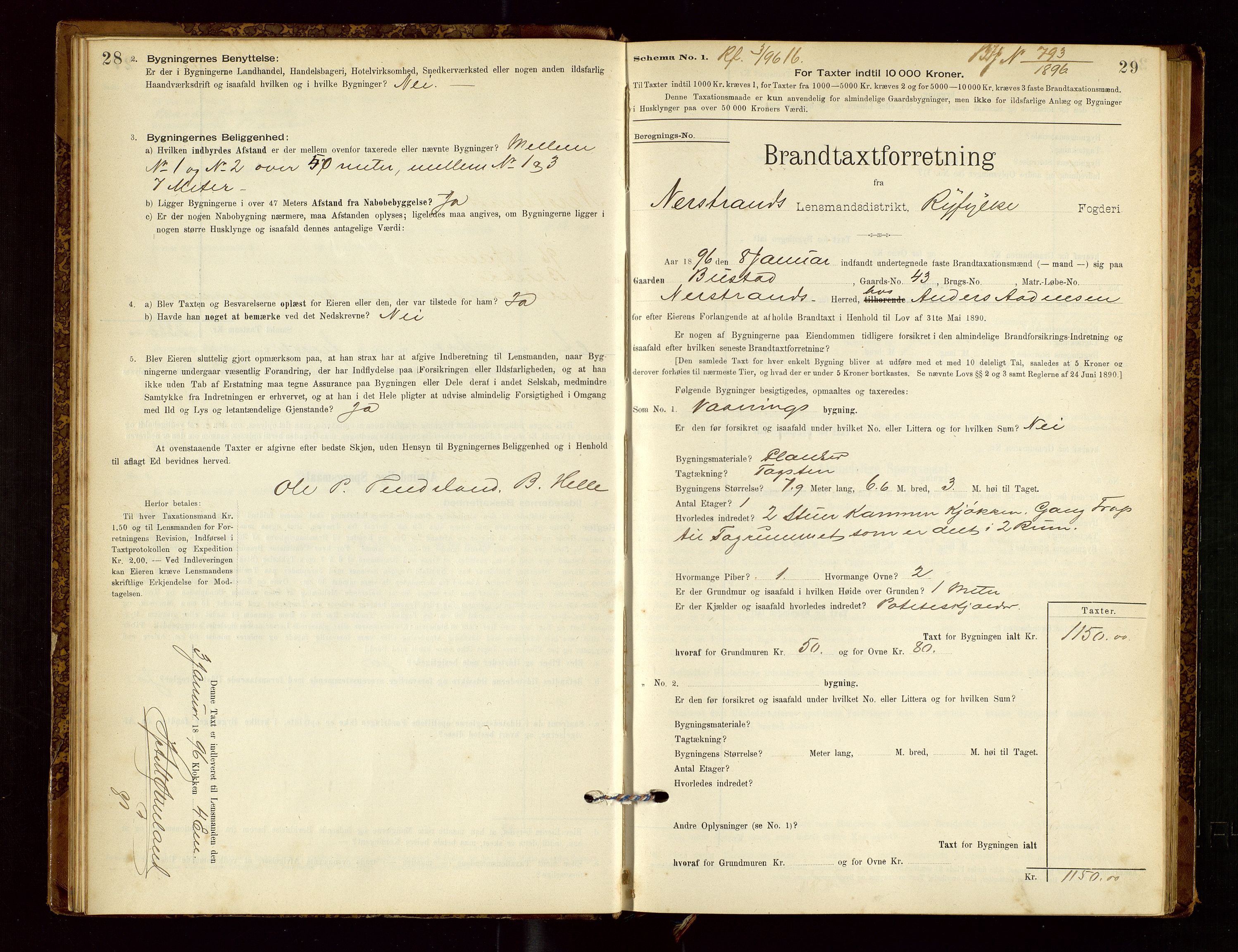 Nedstrand lensmannskontor, AV/SAST-A-100236/Gob/L0001: "Brandtaxationsprotokol for Nerstrand Lensmandsdistrikt Ryfylke fogderi", 1895-1915, p. 28-29