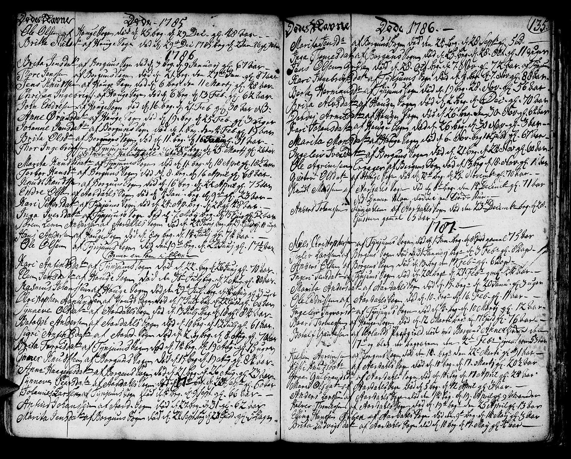 Lærdal sokneprestembete, SAB/A-81201: Parish register (official) no. A 3, 1783-1804, p. 135