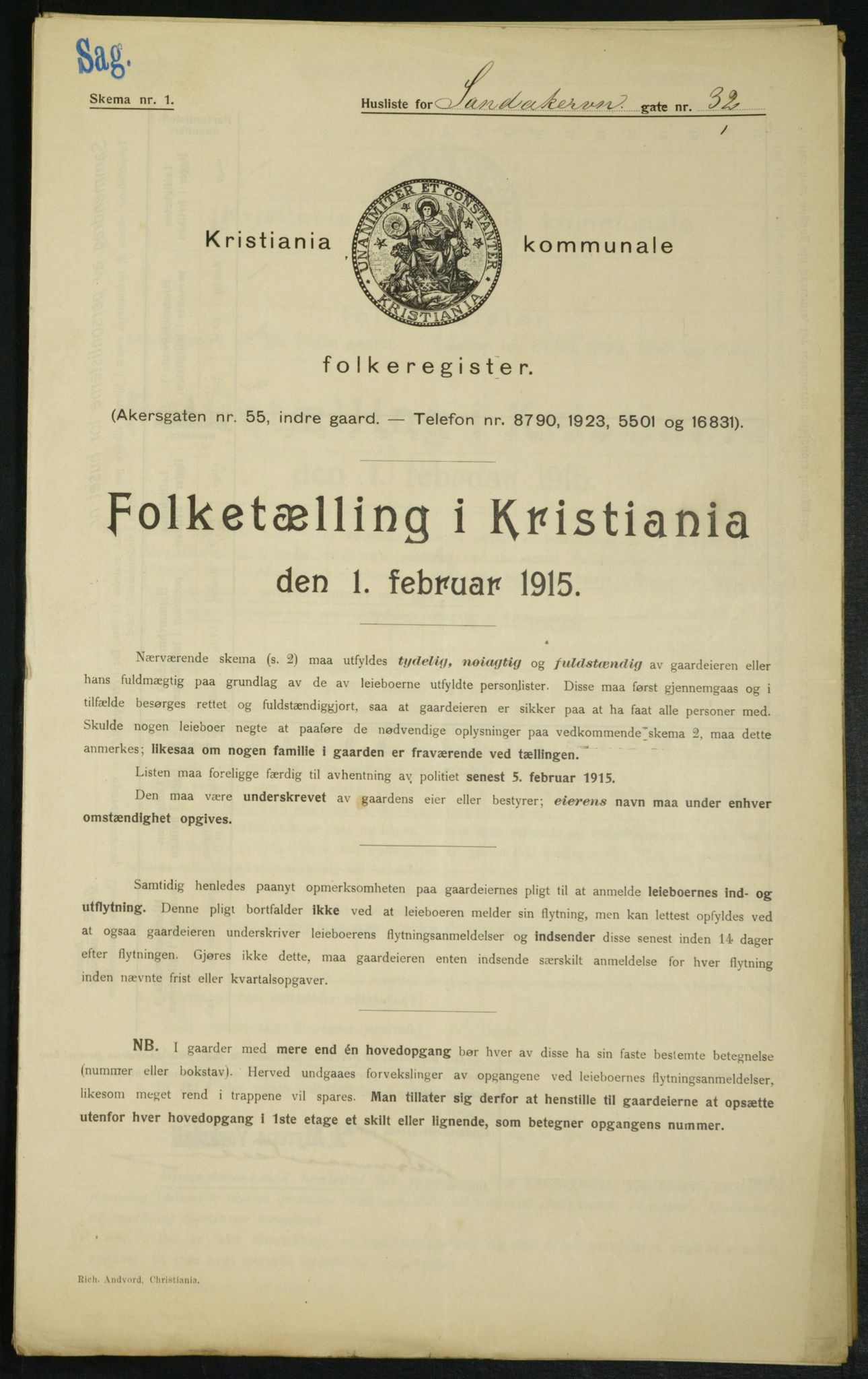 OBA, Municipal Census 1915 for Kristiania, 1915, p. 86661