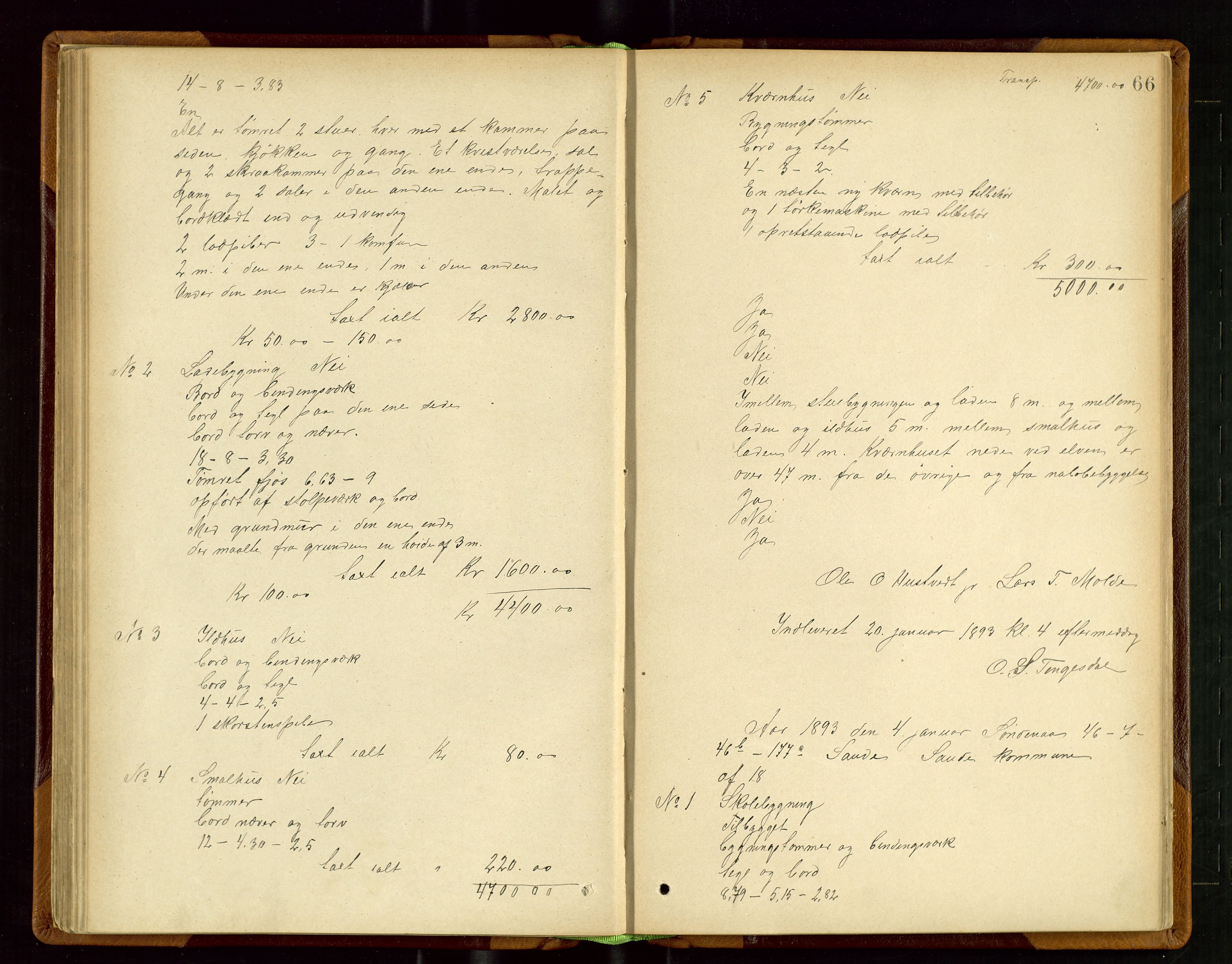 Sauda lensmannskontor, AV/SAST-A-100177/Goa/L0002: "Brandtaxtforretninger i Saude Lensmandsdistrikt", 1887-1918, p. 65b-66a