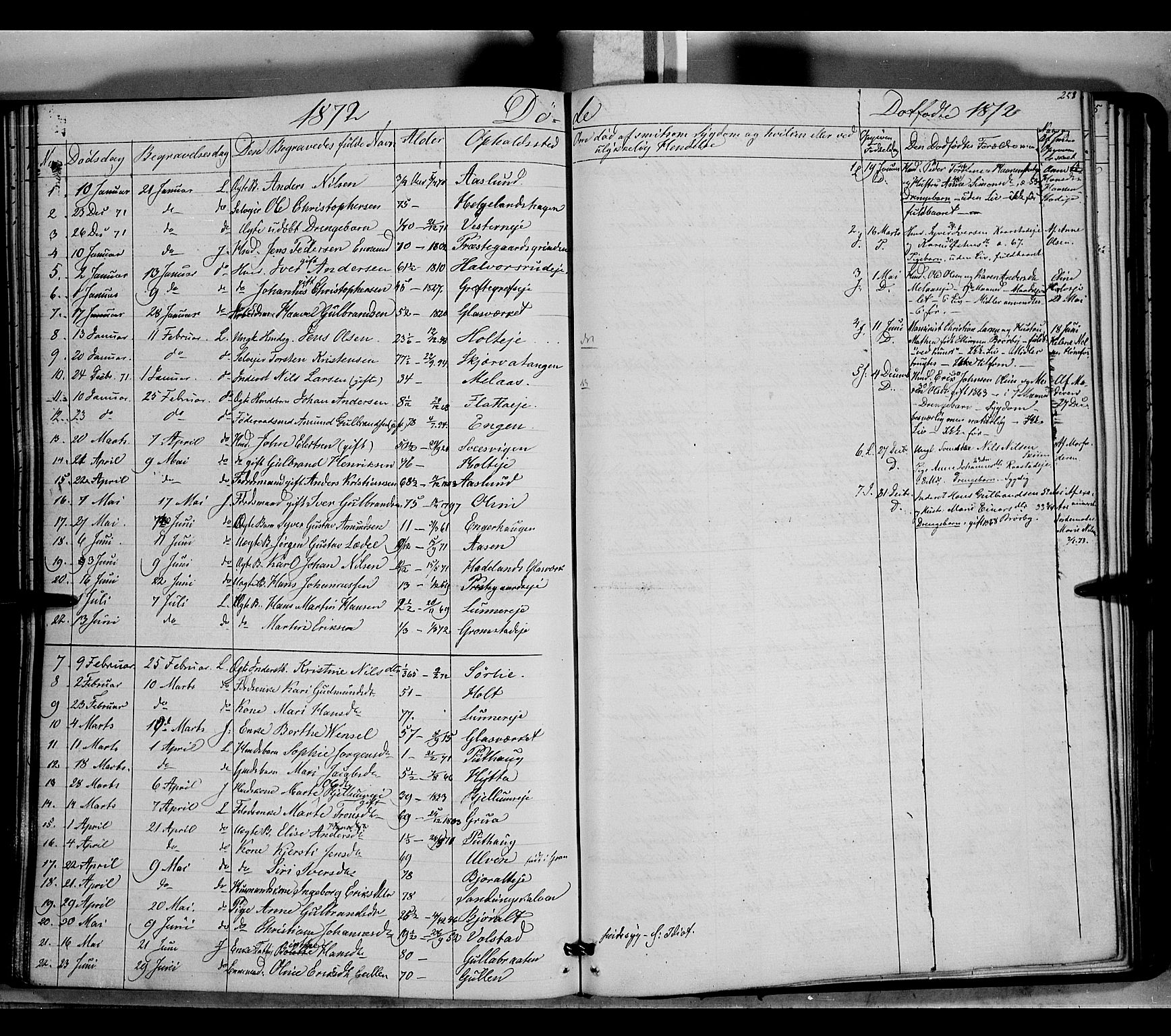 Jevnaker prestekontor, SAH/PREST-116/H/Ha/Haa/L0007: Parish register (official) no. 7, 1858-1876, p. 258