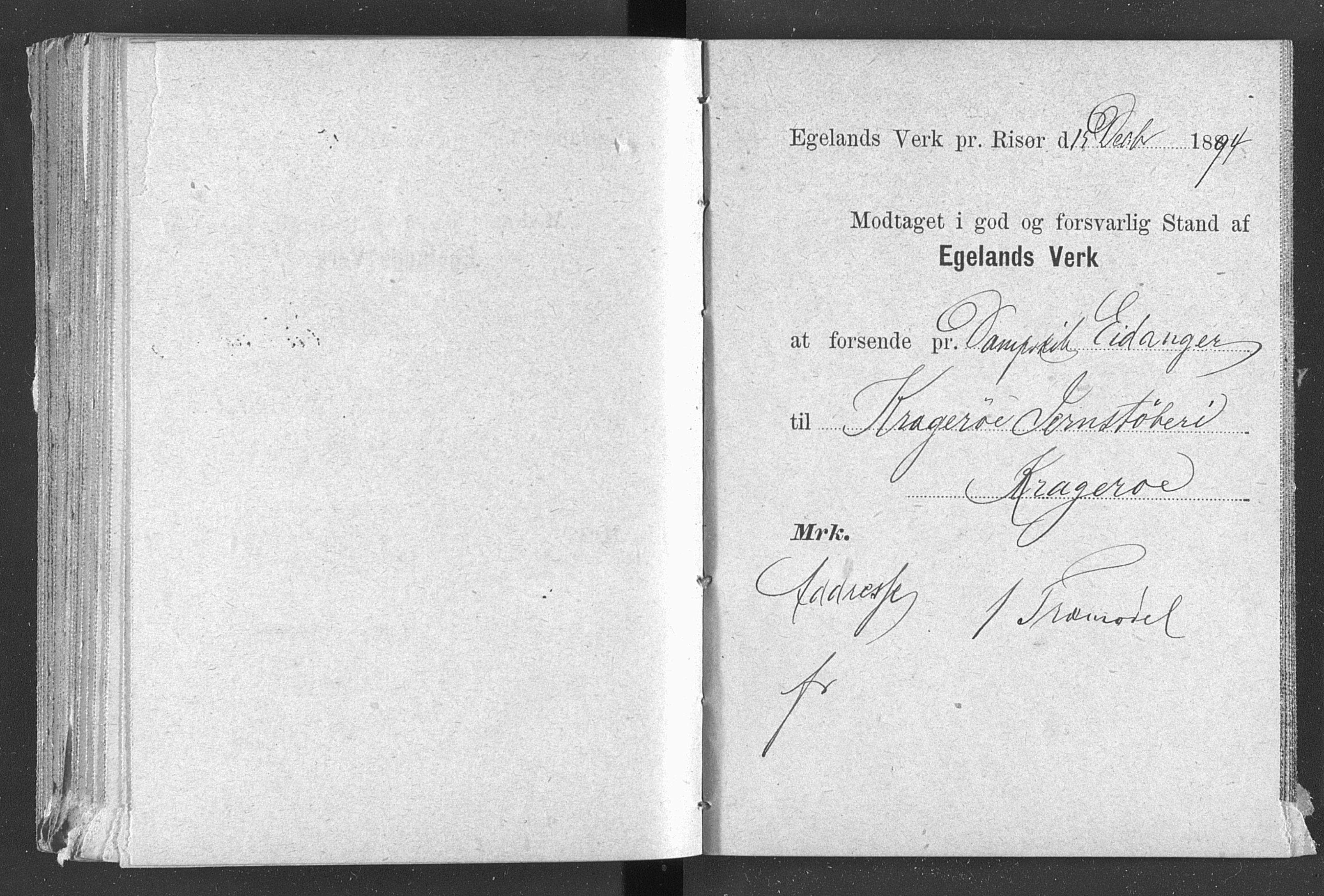 Egelands Jernverk, AAKS/PA-1907/01/L0029: Kvitteringsbok, 1888-1895