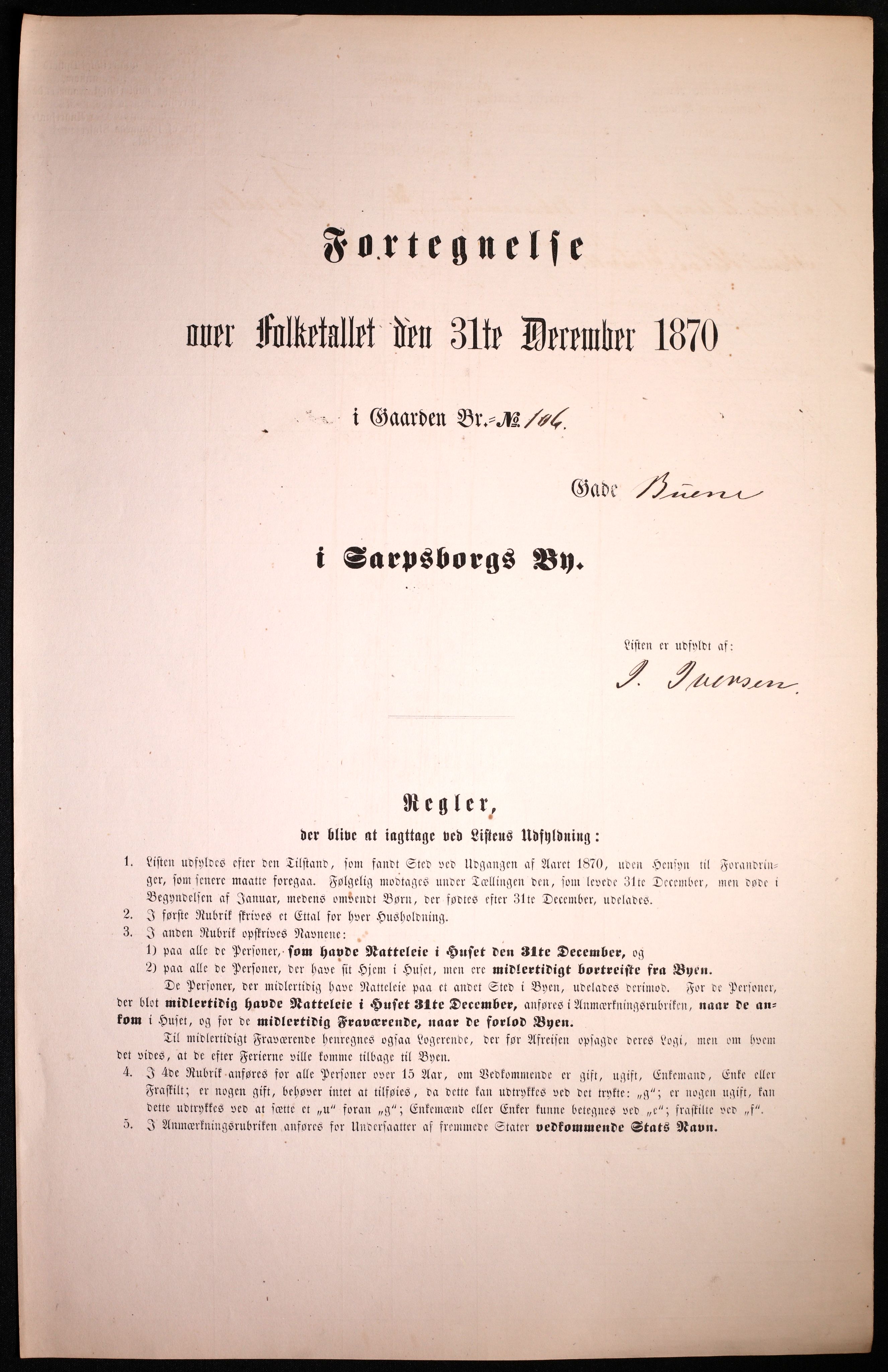 RA, 1870 census for 0102 Sarpsborg, 1870, p. 409