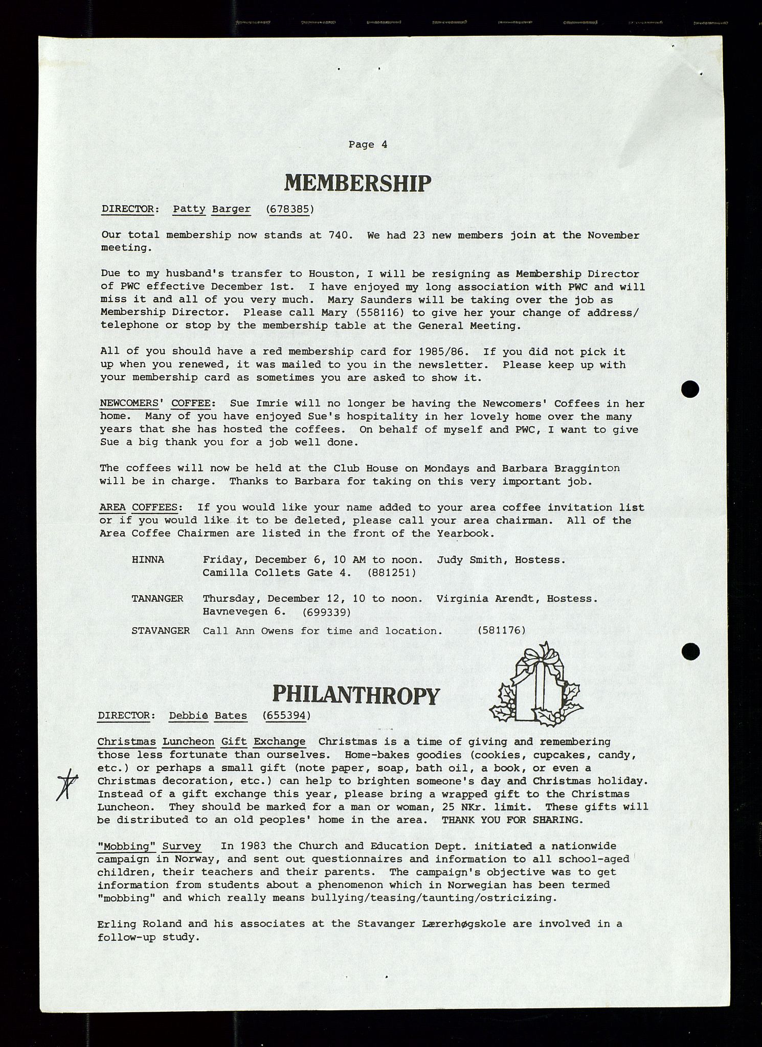 PA 1547 - Petroleum Wives Club, AV/SAST-A-101974/X/Xa/L0002: Newsletter, 1979-1987