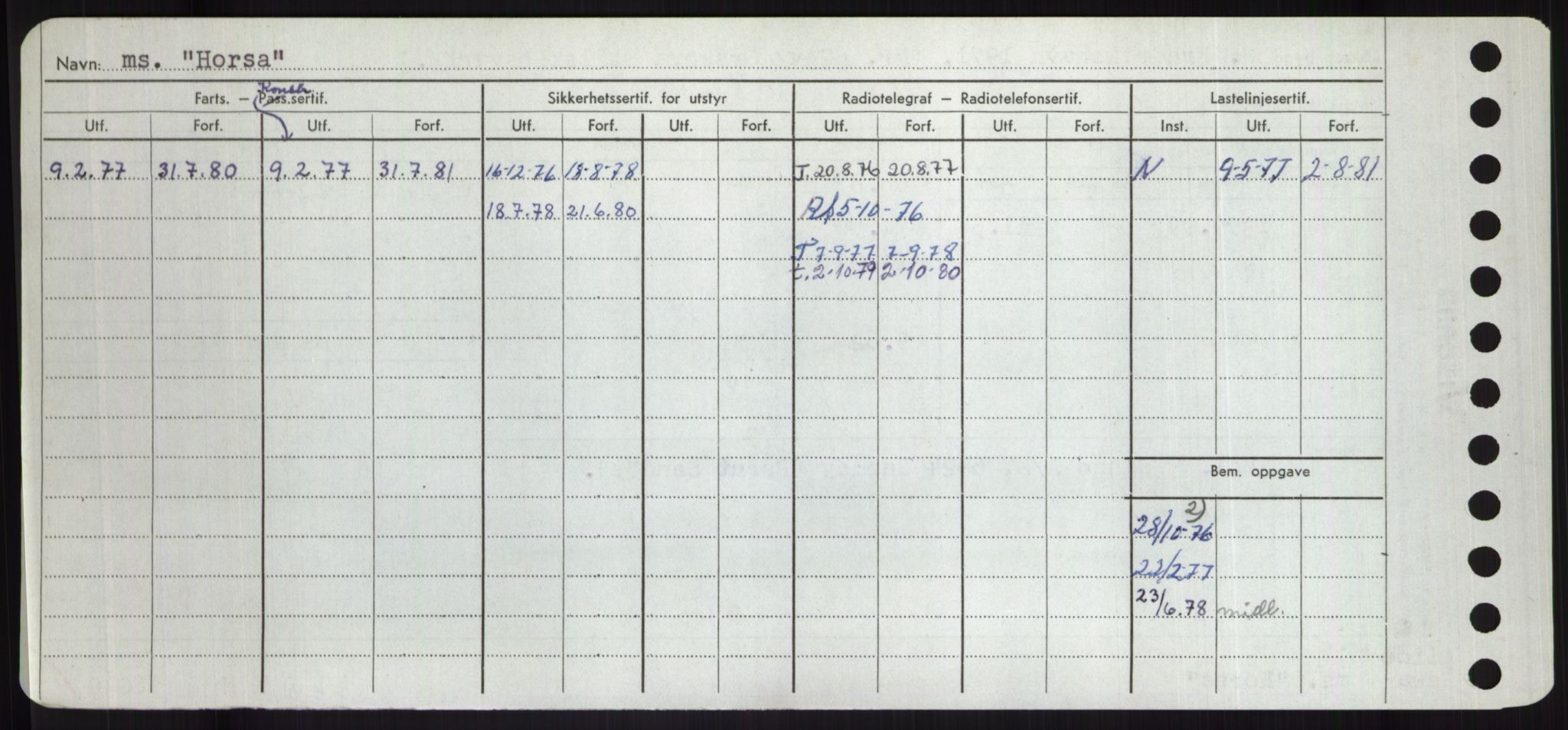 Sjøfartsdirektoratet med forløpere, Skipsmålingen, RA/S-1627/H/Hd/L0017: Fartøy, Holi-Hå, p. 100