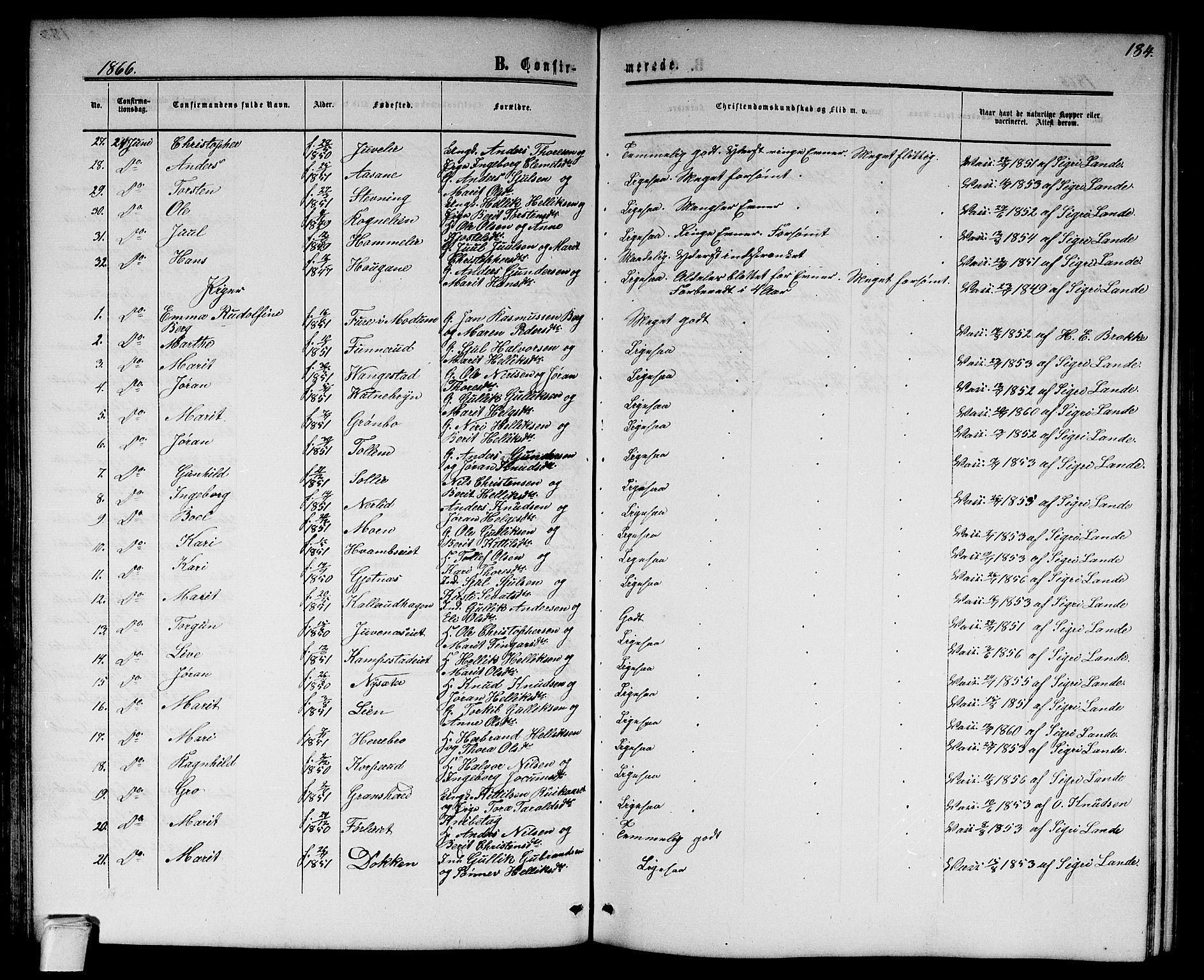 Flesberg kirkebøker, AV/SAKO-A-18/G/Ga/L0003: Parish register (copy) no. I 3, 1861-1889, p. 184