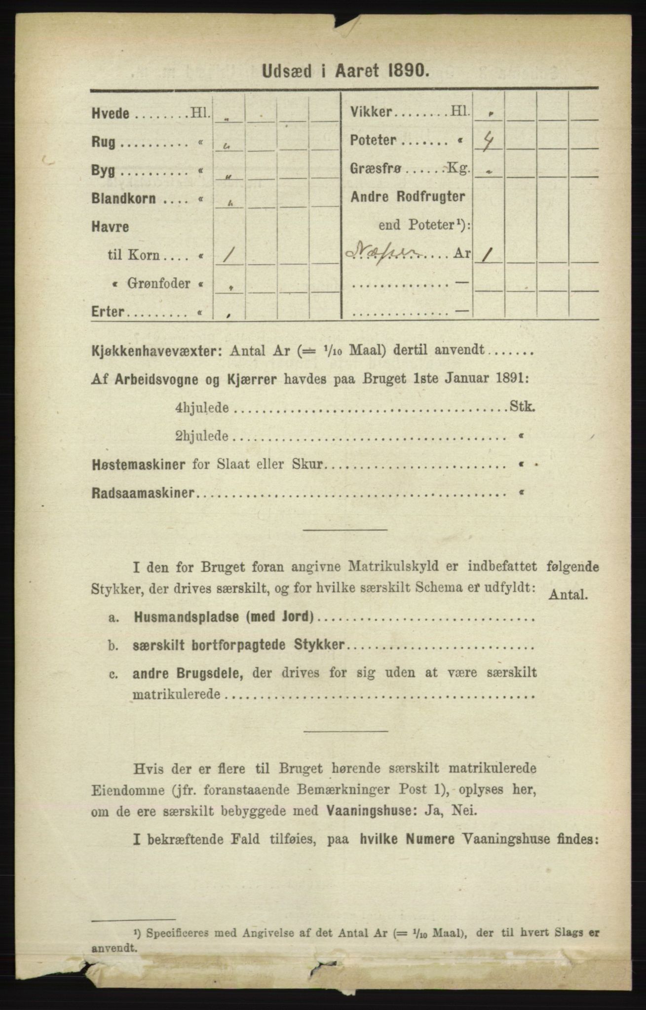 RA, 1891 census for 1041 Vanse, 1891, p. 9584