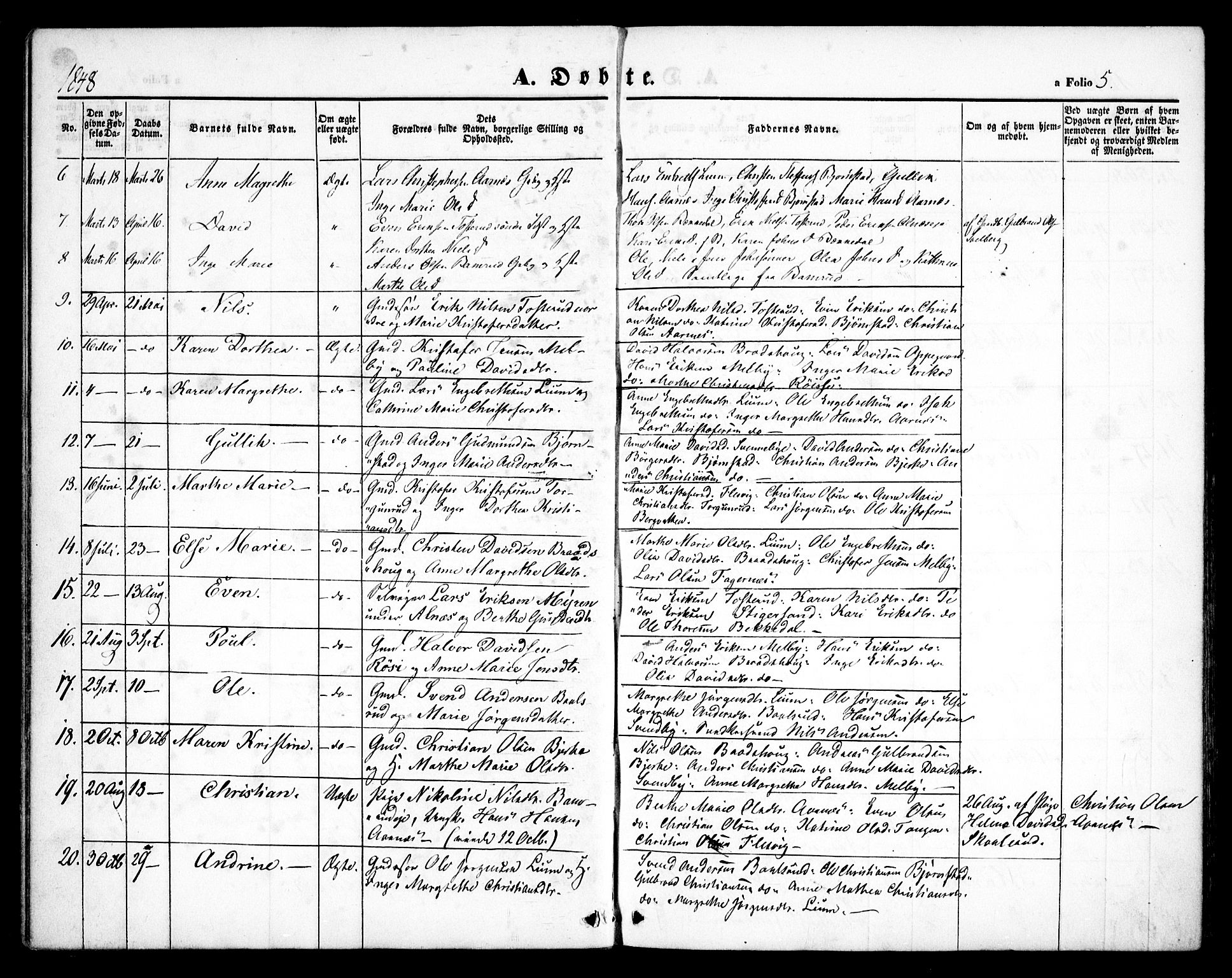 Hurdal prestekontor Kirkebøker, SAO/A-10889/F/Fb/L0001: Parish register (official) no. II 1, 1846-1859, p. 5