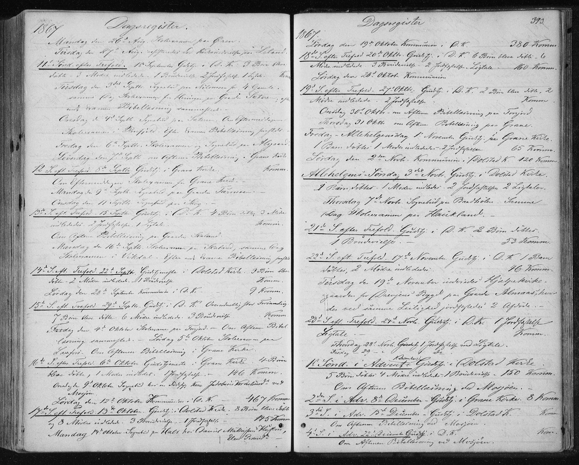 Ministerialprotokoller, klokkerbøker og fødselsregistre - Nordland, SAT/A-1459/820/L0294: Parish register (official) no. 820A15, 1866-1879, p. 393