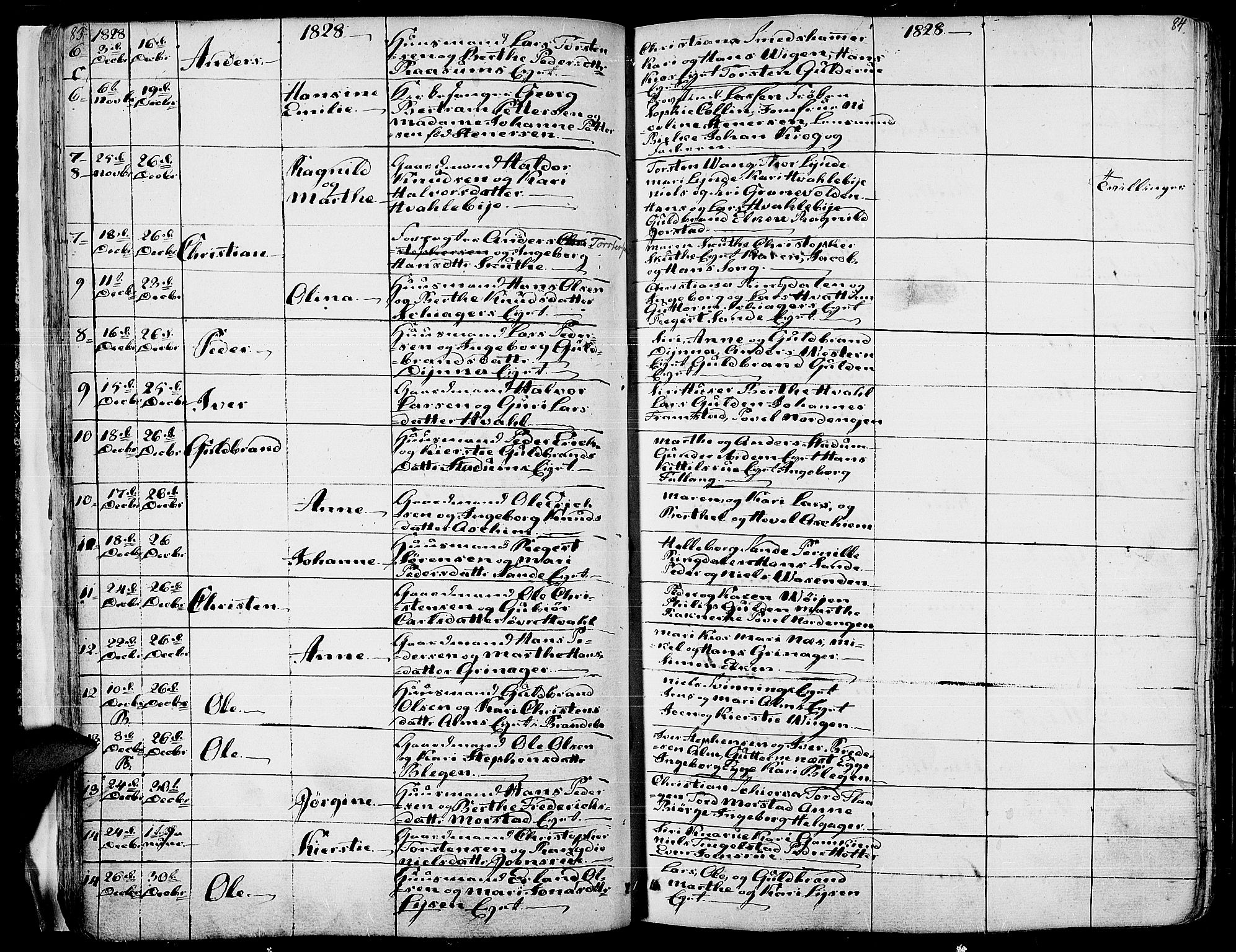Gran prestekontor, SAH/PREST-112/H/Ha/Haa/L0010: Parish register (official) no. 10, 1824-1842, p. 83-84