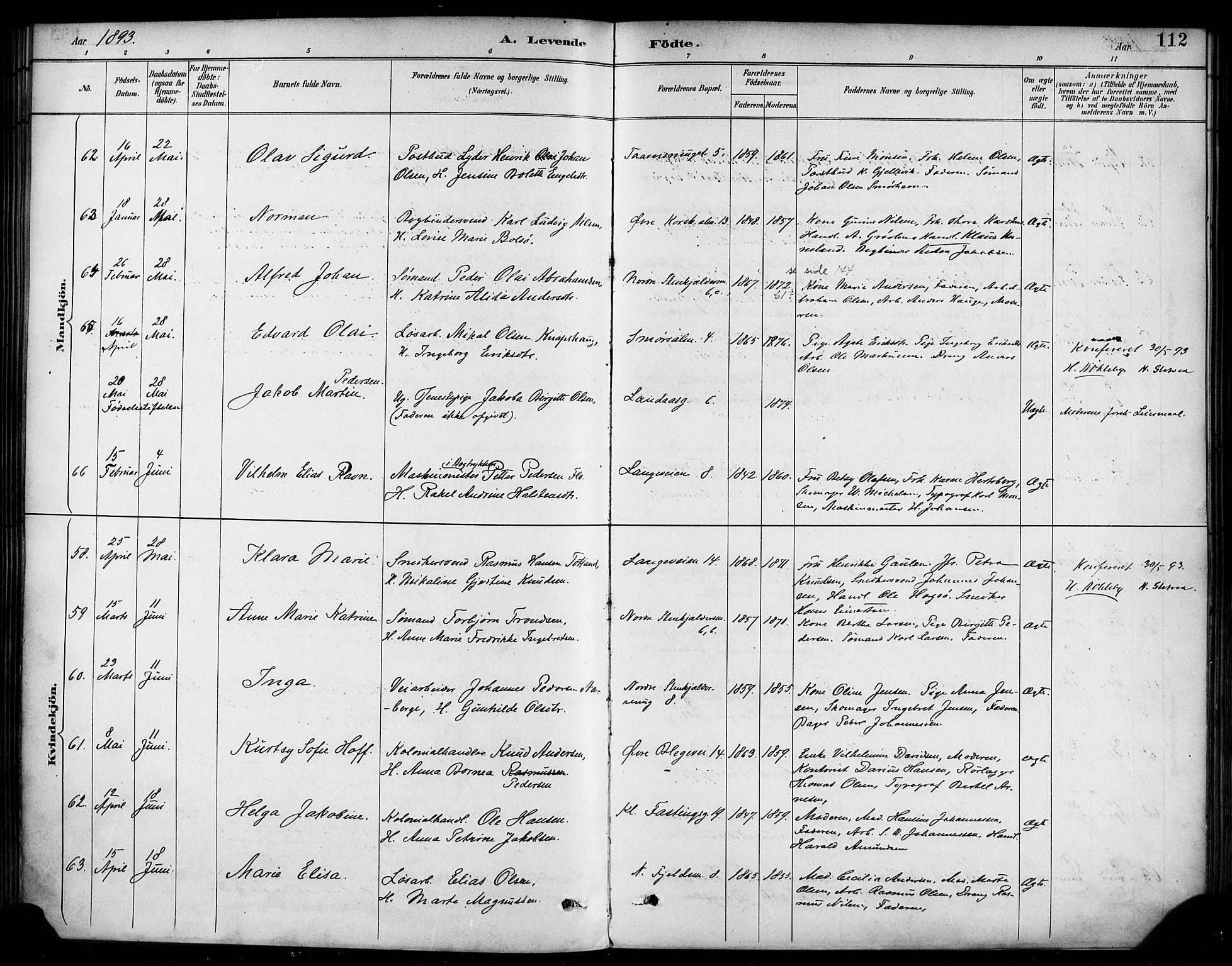 Korskirken sokneprestembete, SAB/A-76101/H/Haa/L0022: Parish register (official) no. B 8, 1889-1899, p. 112