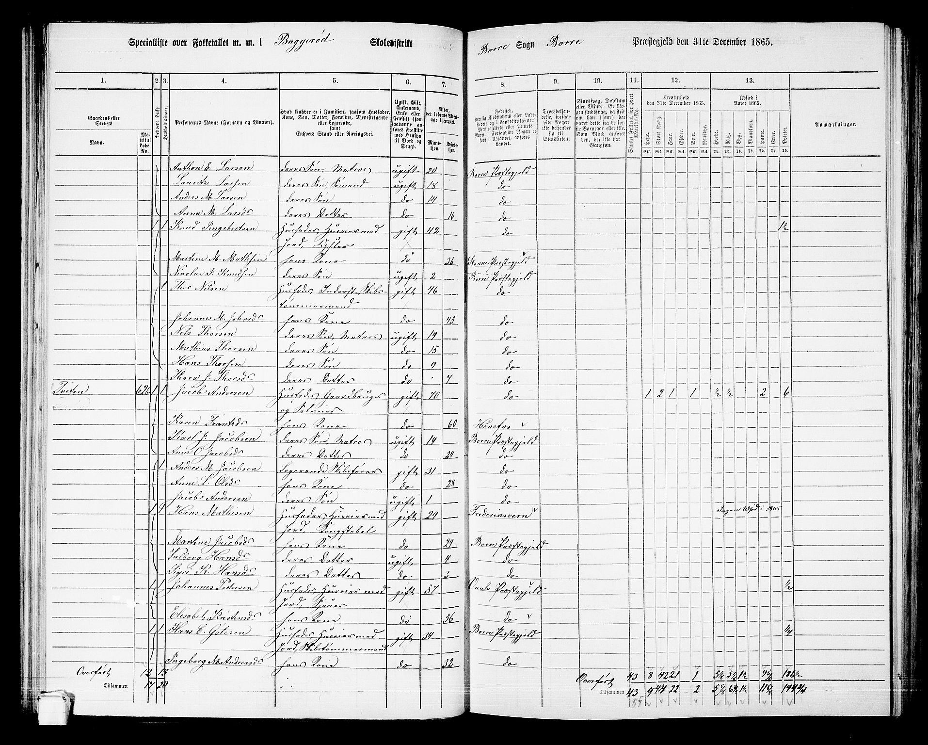 RA, 1865 census for Borre, 1865, p. 88