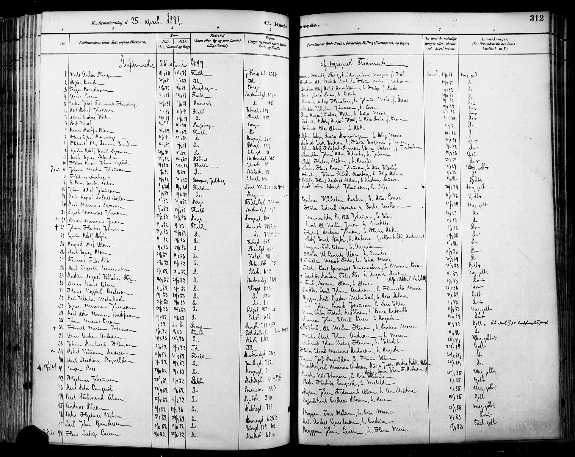 Halden prestekontor Kirkebøker, AV/SAO-A-10909/F/Fa/L0013: Parish register (official) no. I 13, 1890-1906, p. 312