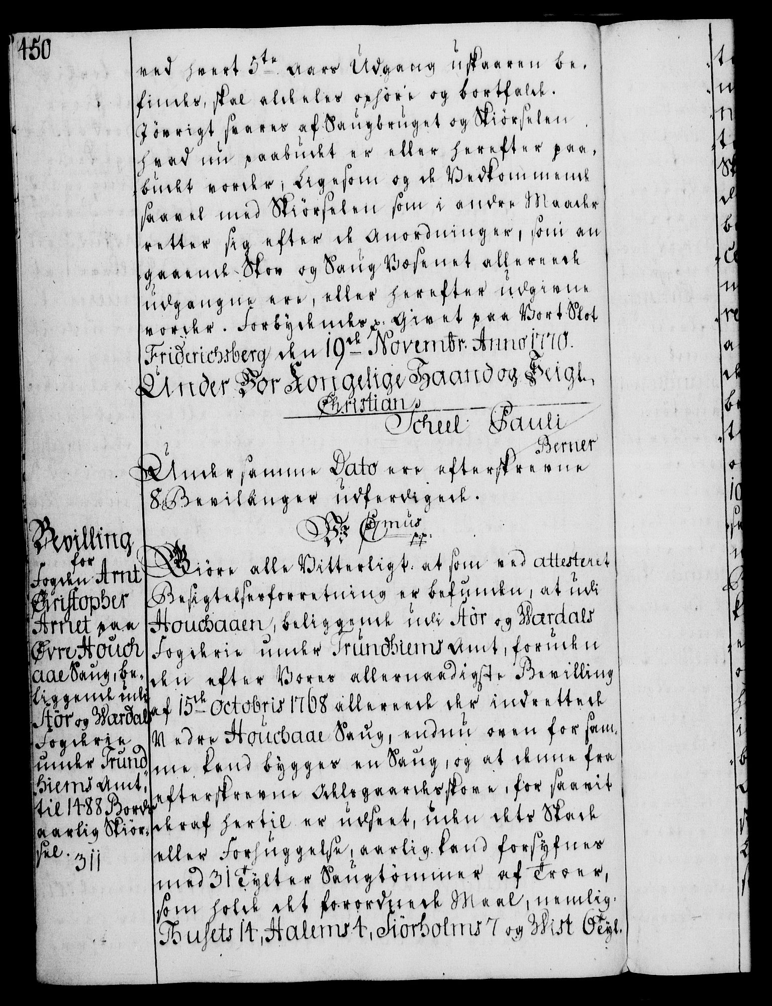 Rentekammeret, Kammerkanselliet, AV/RA-EA-3111/G/Gg/Gga/L0008: Norsk ekspedisjonsprotokoll med register (merket RK 53.8), 1768-1771, p. 450