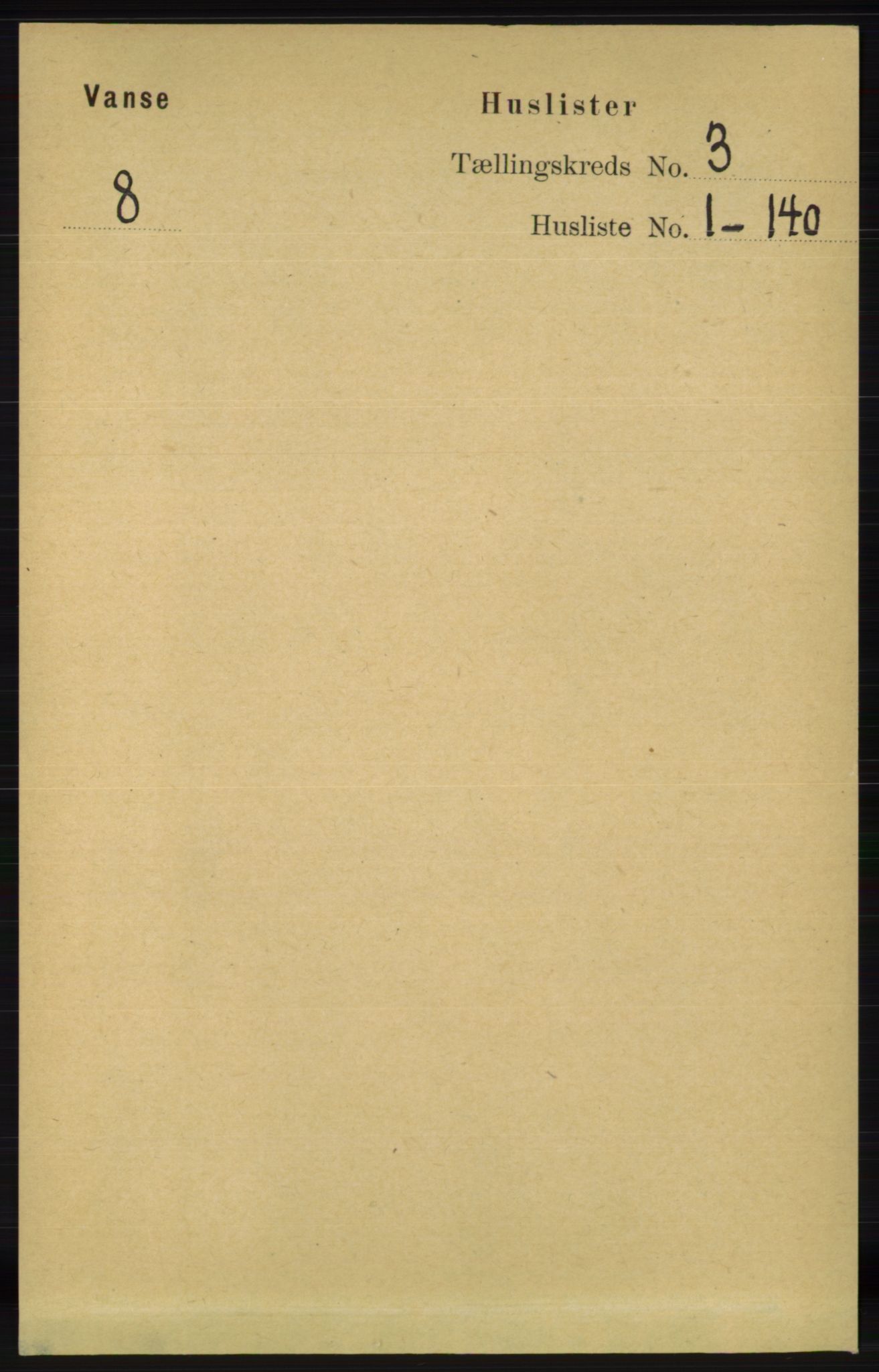 RA, 1891 census for 1041 Vanse, 1891, p. 1257