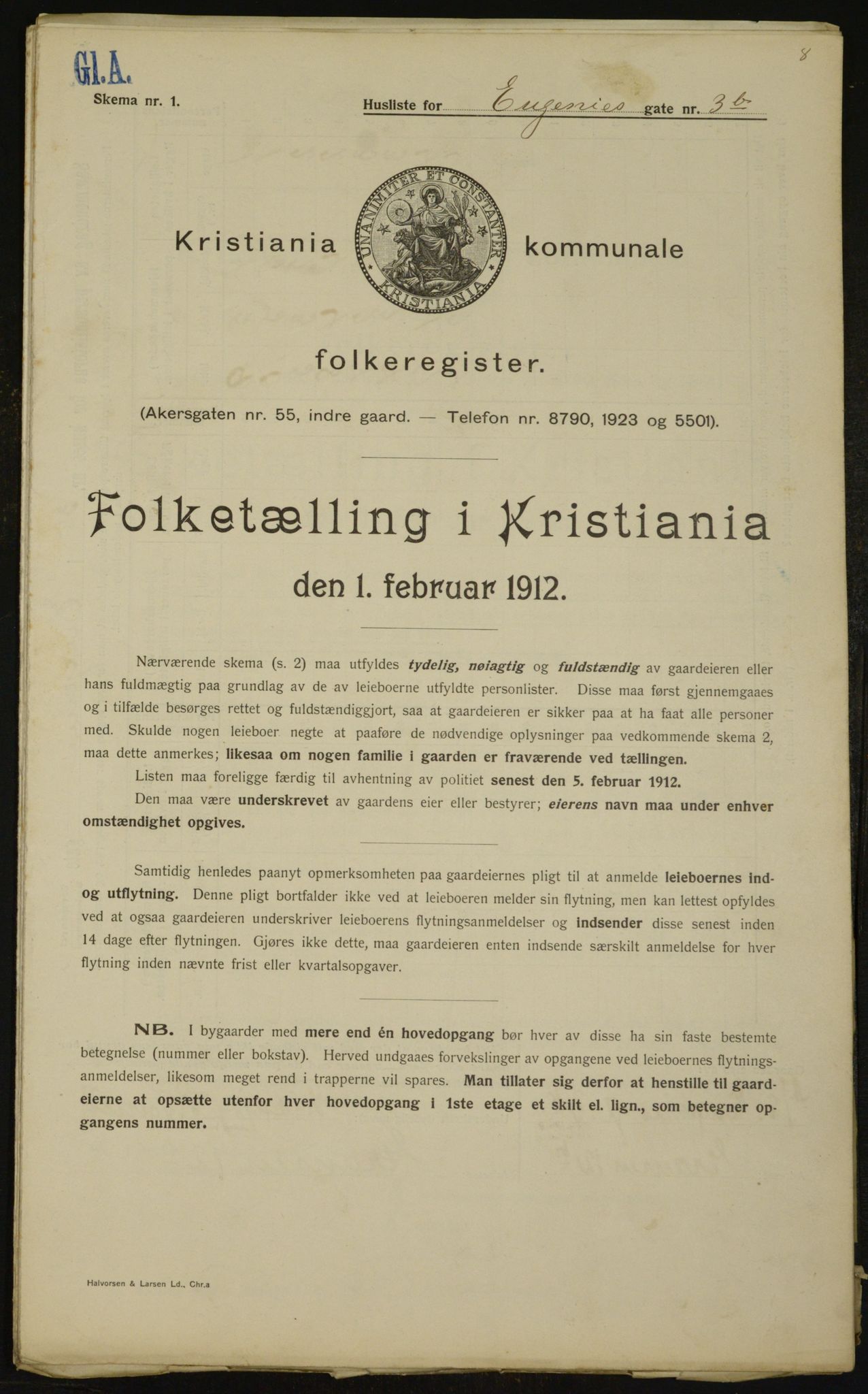 OBA, Municipal Census 1912 for Kristiania, 1912, p. 22608