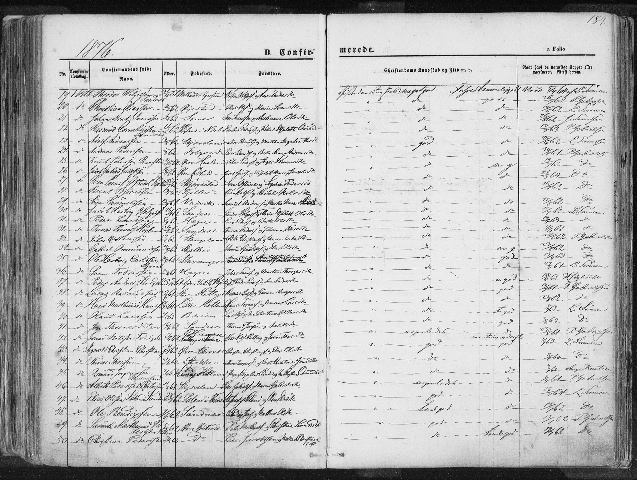 Høyland sokneprestkontor, SAST/A-101799/001/30BA/L0010: Parish register (official) no. A 9.1, 1857-1877, p. 184