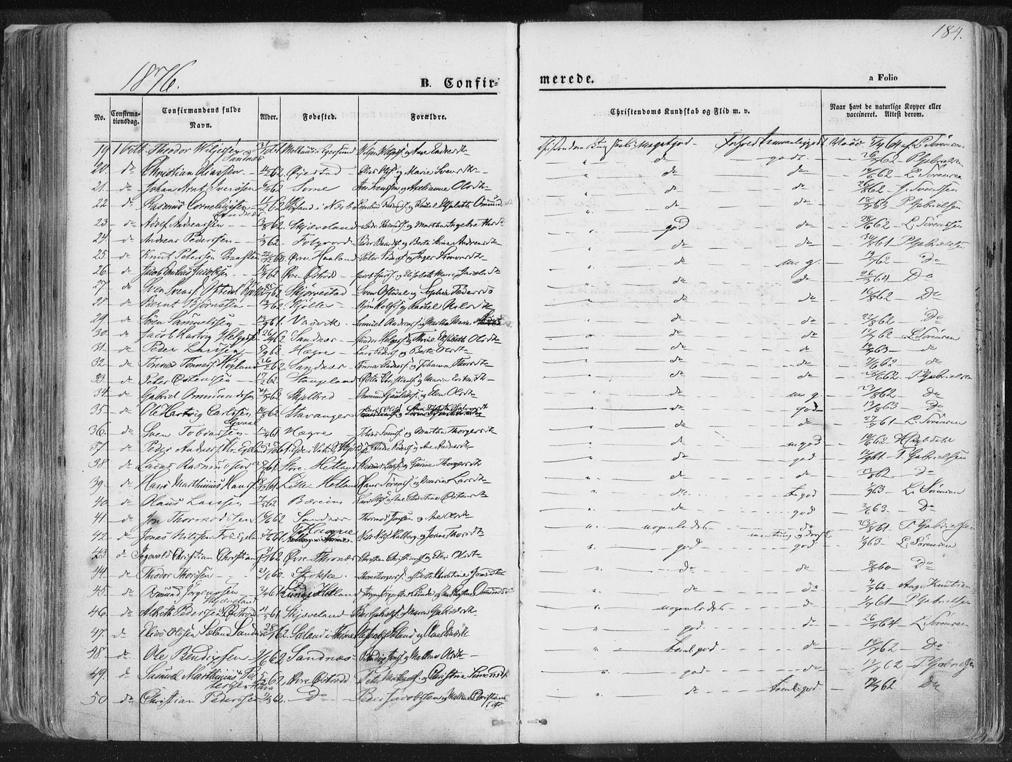 Høyland sokneprestkontor, AV/SAST-A-101799/001/30BA/L0010: Parish register (official) no. A 9.1, 1857-1877, p. 184