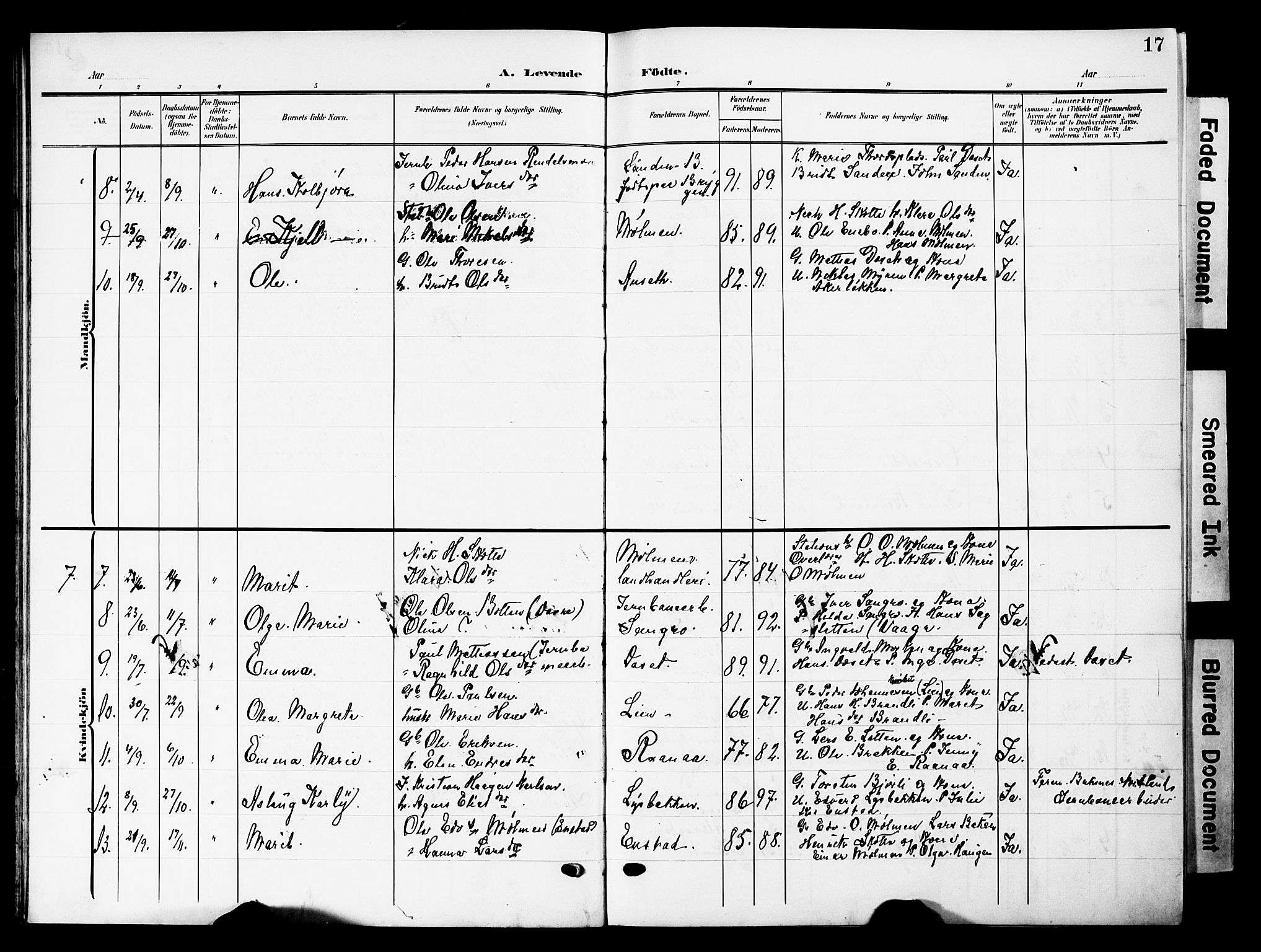 Lesja prestekontor, SAH/PREST-068/H/Ha/Hab/L0008: Parish register (copy) no. 8, 1905-1931, p. 17