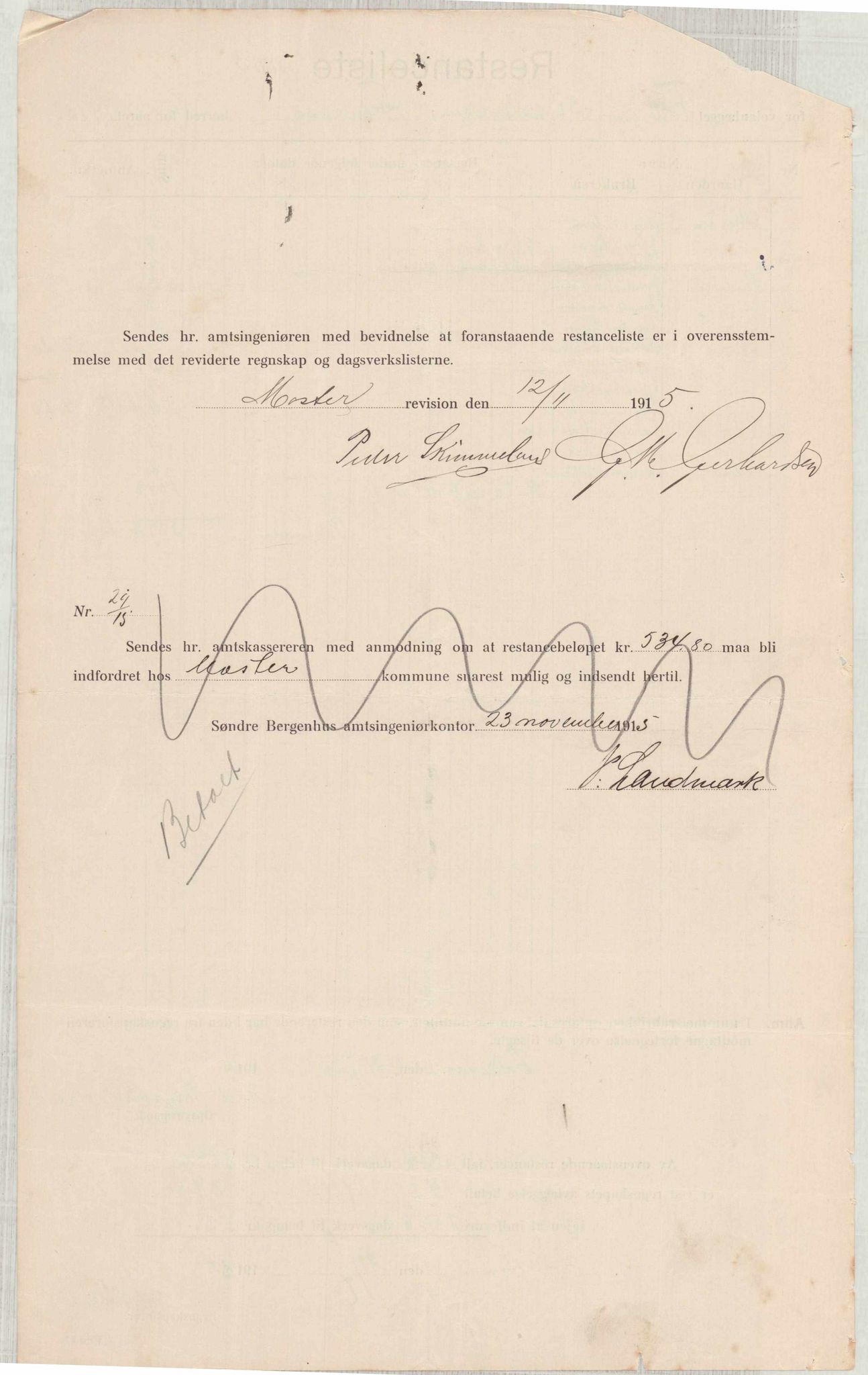 Finnaas kommune. Formannskapet, IKAH/1218a-021/E/Ea/L0001/0004: Rekneskap for veganlegg / Rekneskap for veganlegget Laurhammer - Olakjødn, 1913-1916, p. 42