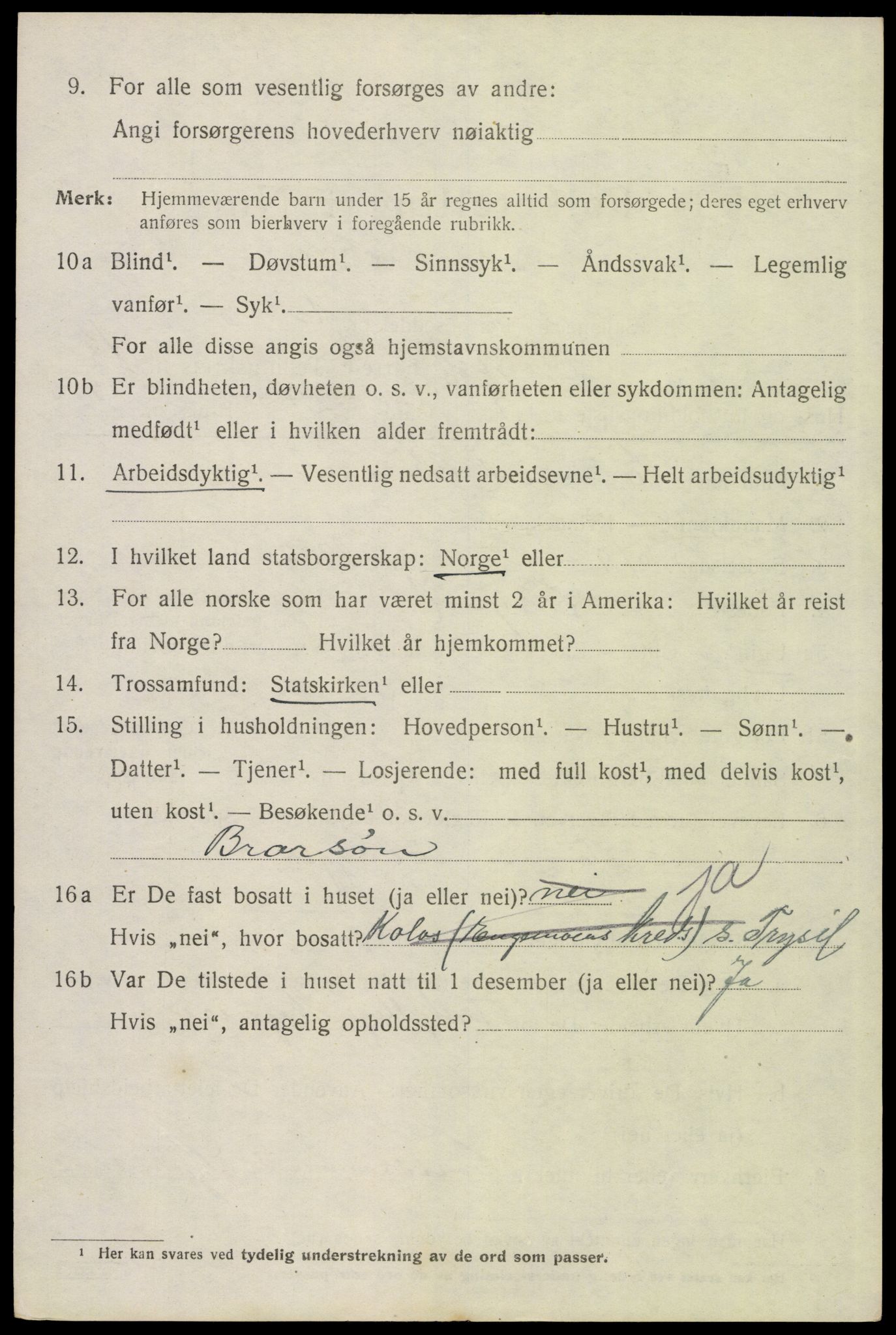 SAH, 1920 census for Trysil, 1920, p. 12694