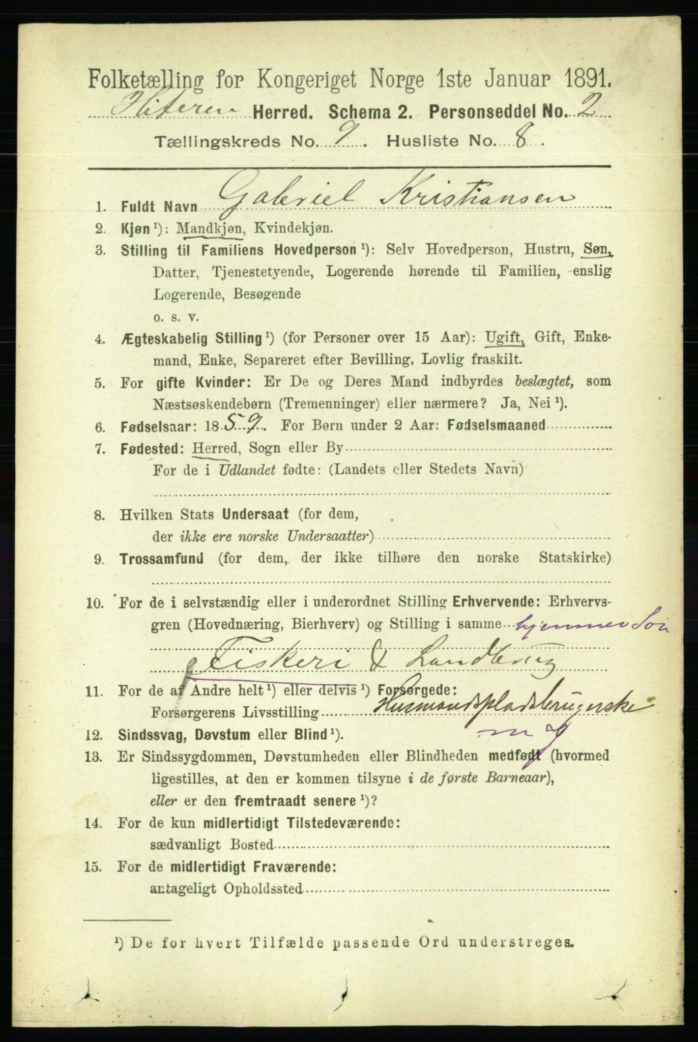 RA, 1891 census for 1617 Hitra, 1891, p. 1815