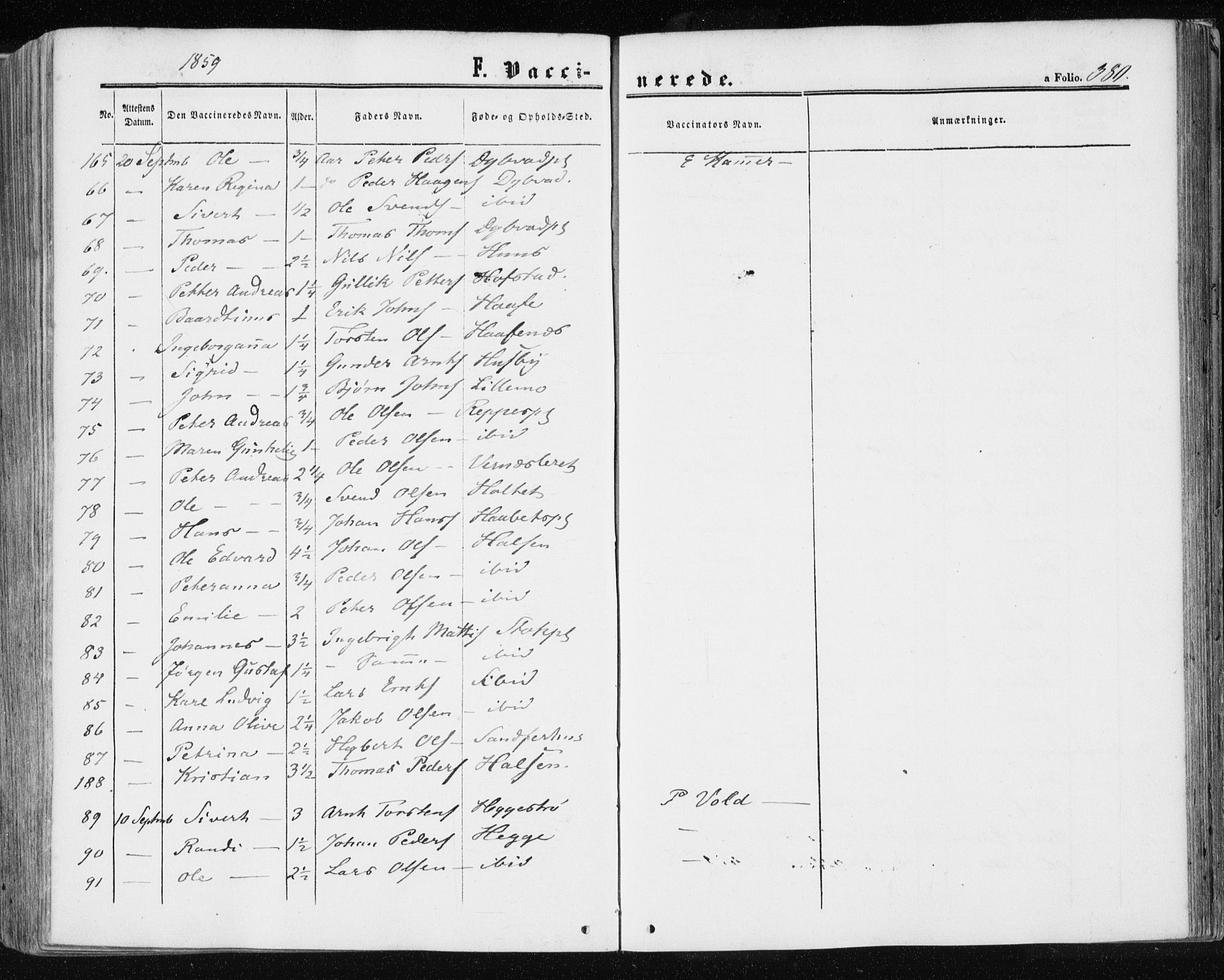 Ministerialprotokoller, klokkerbøker og fødselsregistre - Nord-Trøndelag, AV/SAT-A-1458/709/L0075: Parish register (official) no. 709A15, 1859-1870, p. 380