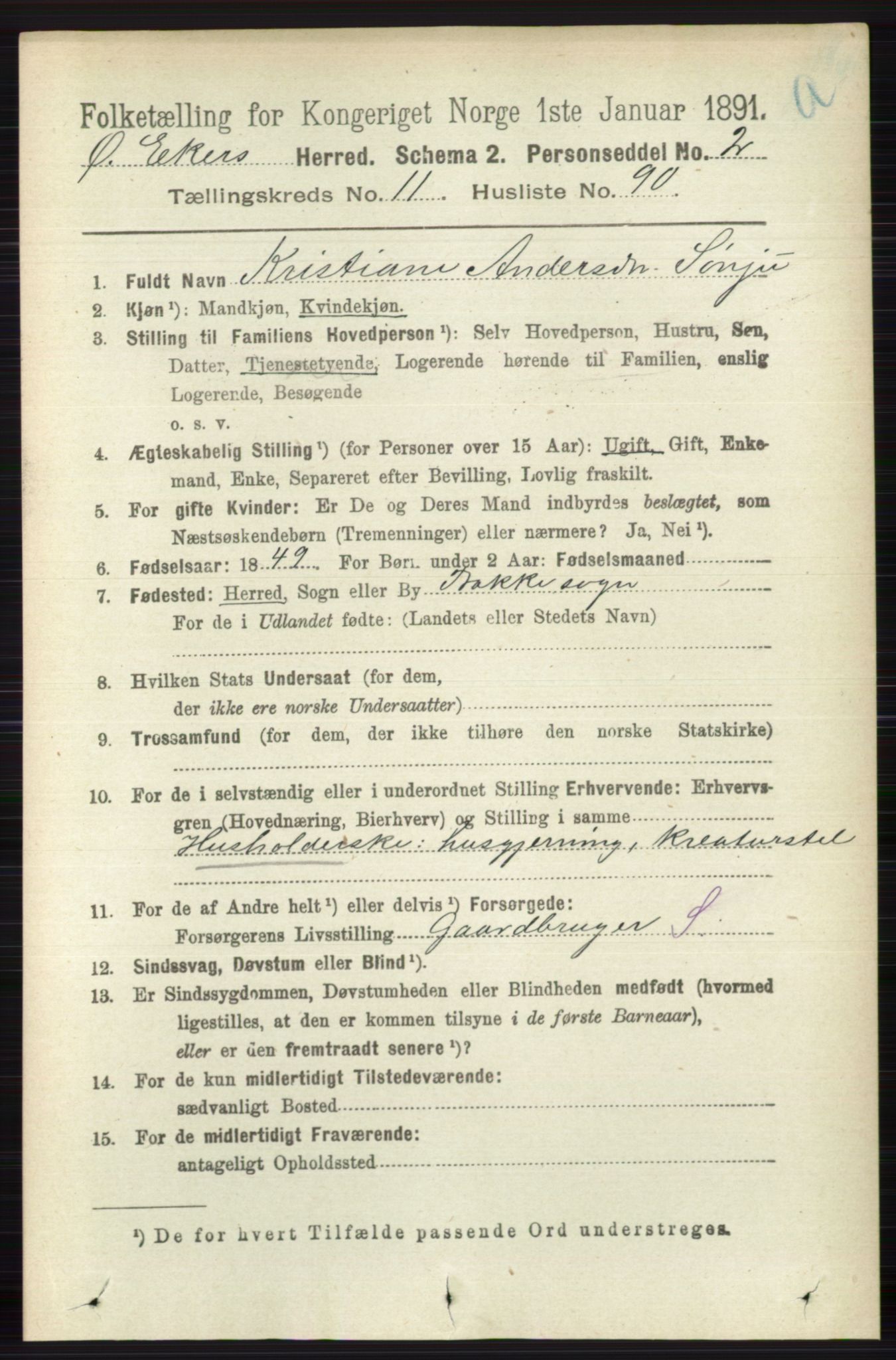 RA, 1891 census for 0624 Øvre Eiker, 1891, p. 5153