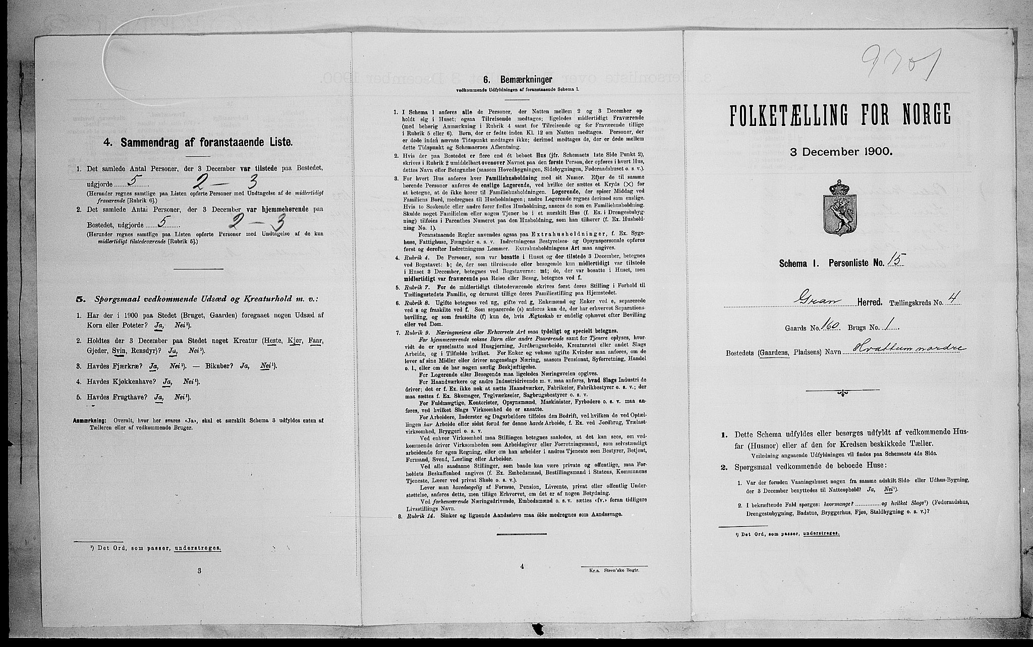 SAH, 1900 census for Gran, 1900, p. 768