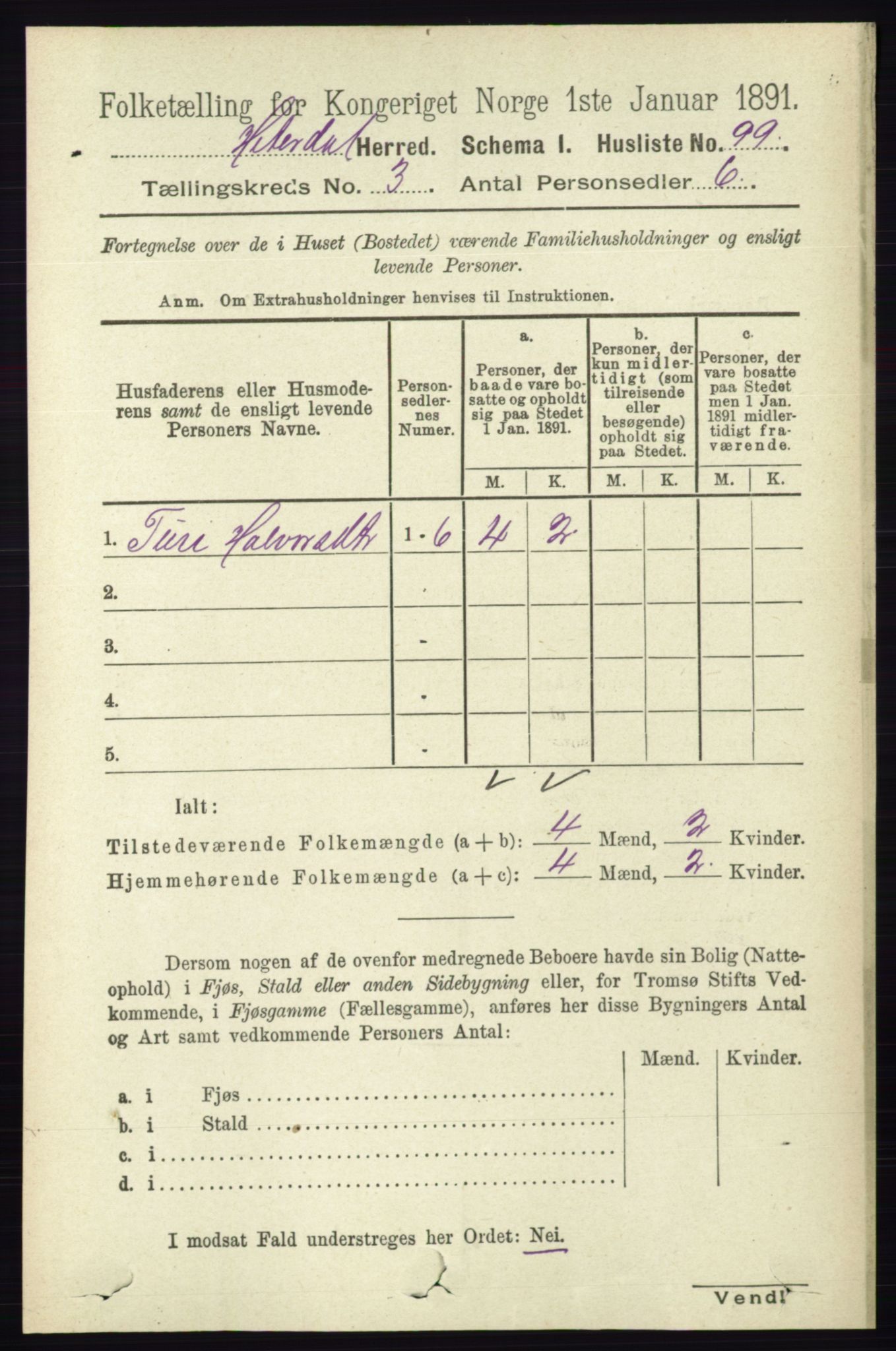 RA, 1891 census for 0823 Heddal, 1891, p. 990