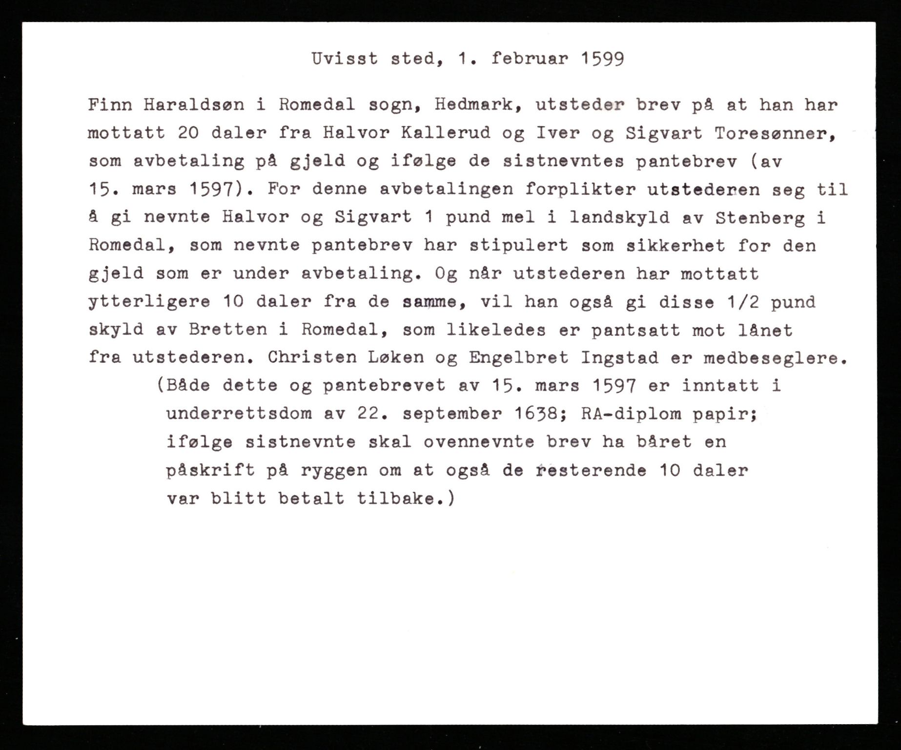 Riksarkivets diplomsamling, AV/RA-EA-5965/F35/F35b/L0004: Riksarkivets diplomer, seddelregister, 1593-1600, p. 507