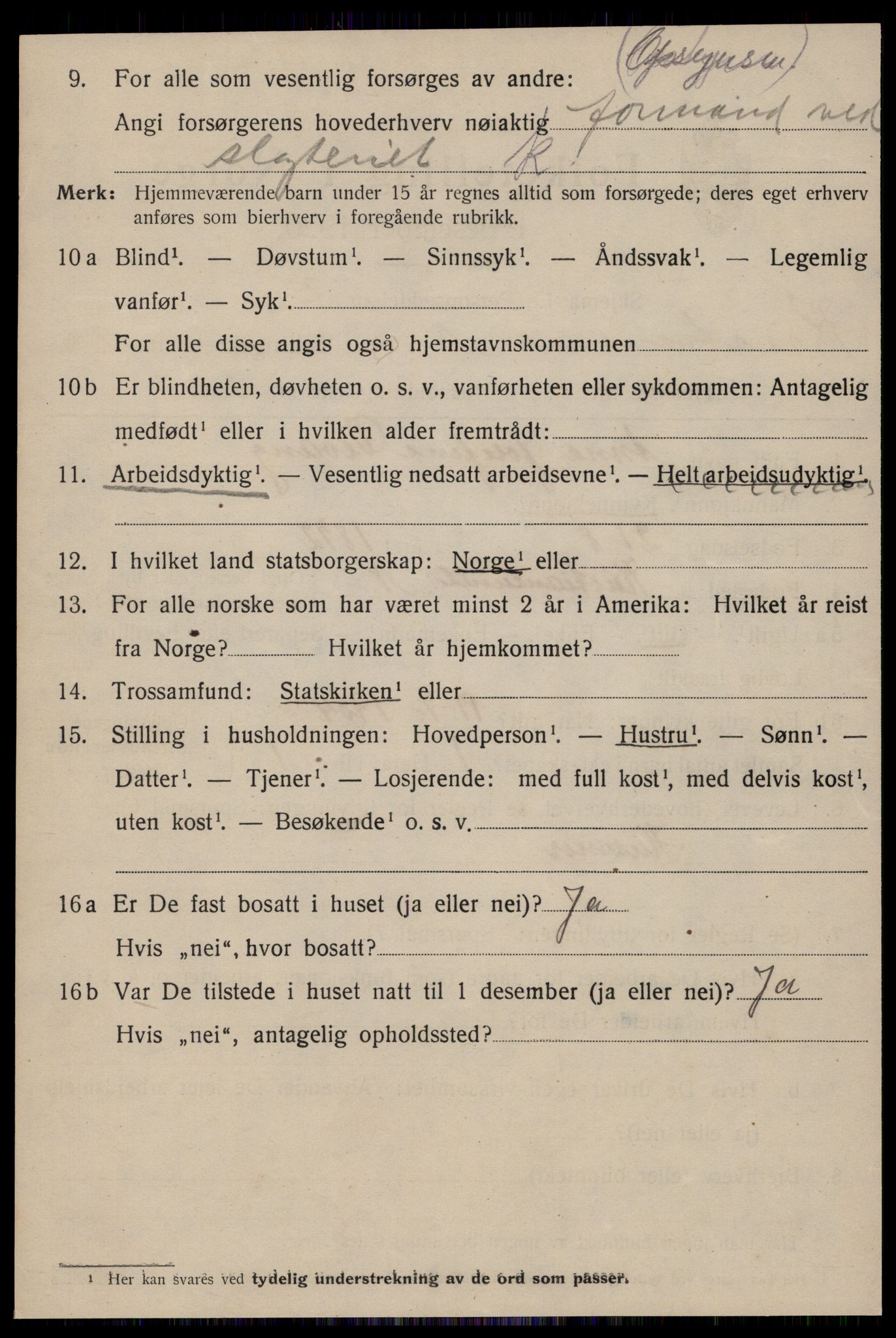 SAT, 1920 census for Kristiansund, 1920, p. 10354