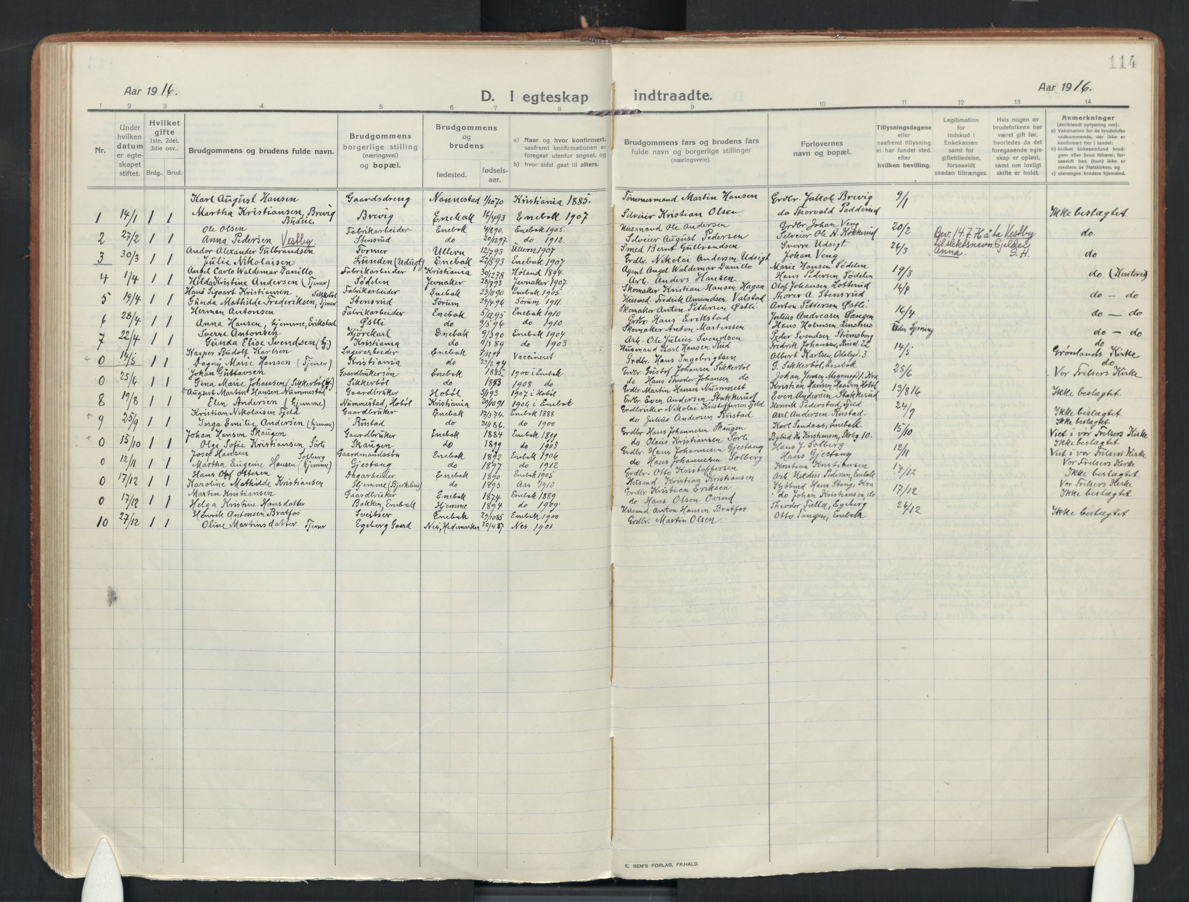 Enebakk prestekontor Kirkebøker, SAO/A-10171c/F/Fa/L0019: Parish register (official) no. I 19, 1912-1935, p. 114