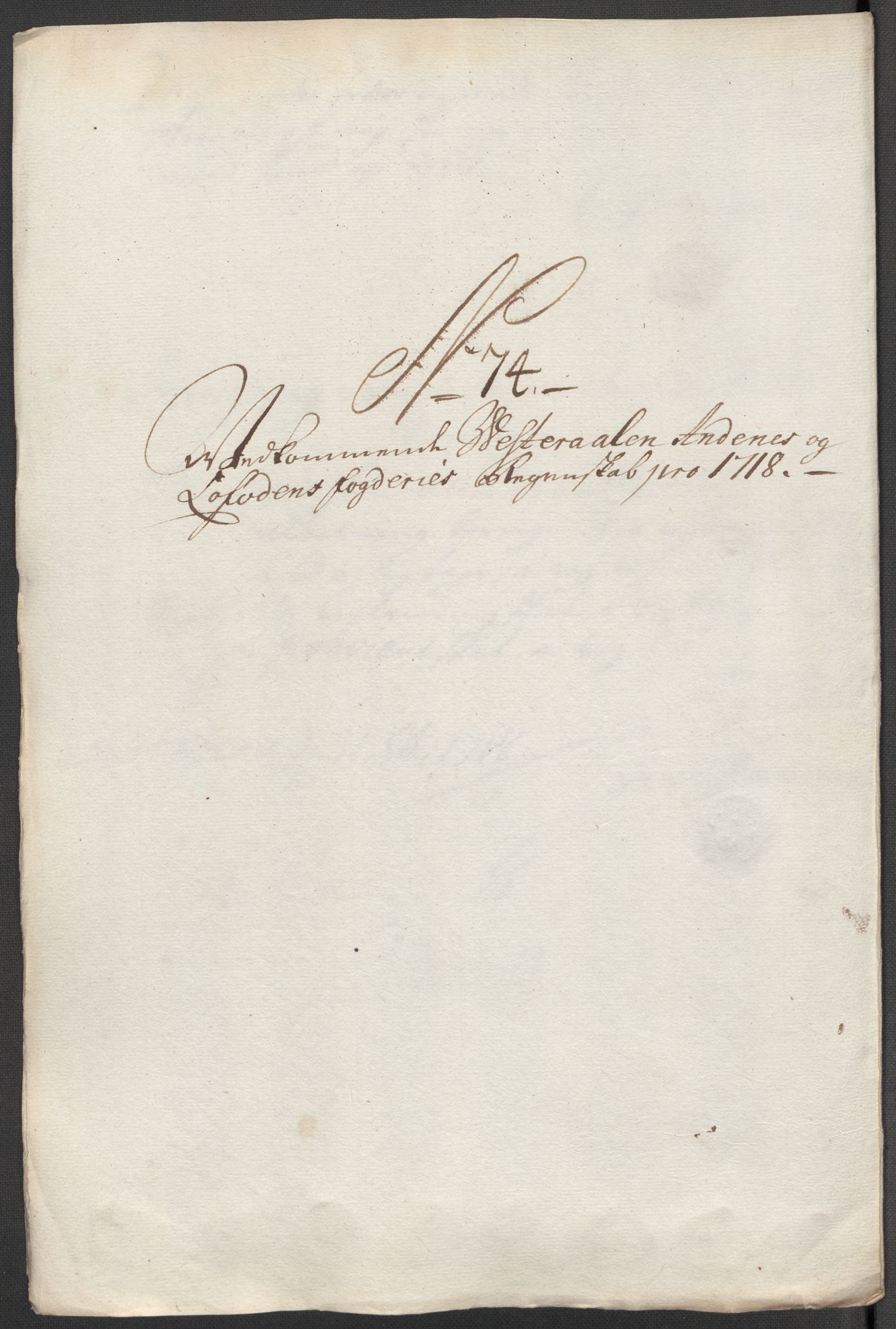 Rentekammeret inntil 1814, Reviderte regnskaper, Fogderegnskap, RA/EA-4092/R67/L4684: Fogderegnskap Vesterålen, Andenes og Lofoten, 1718, p. 378