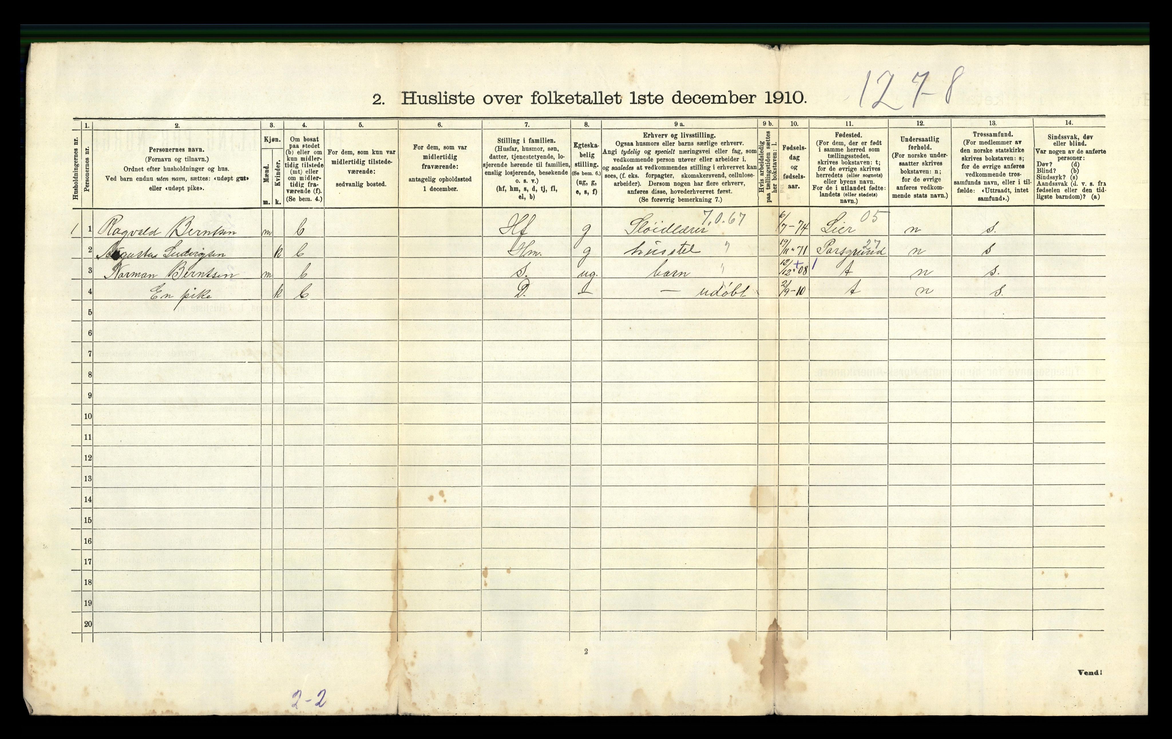 RA, 1910 census for Gjerpen, 1910, p. 1928