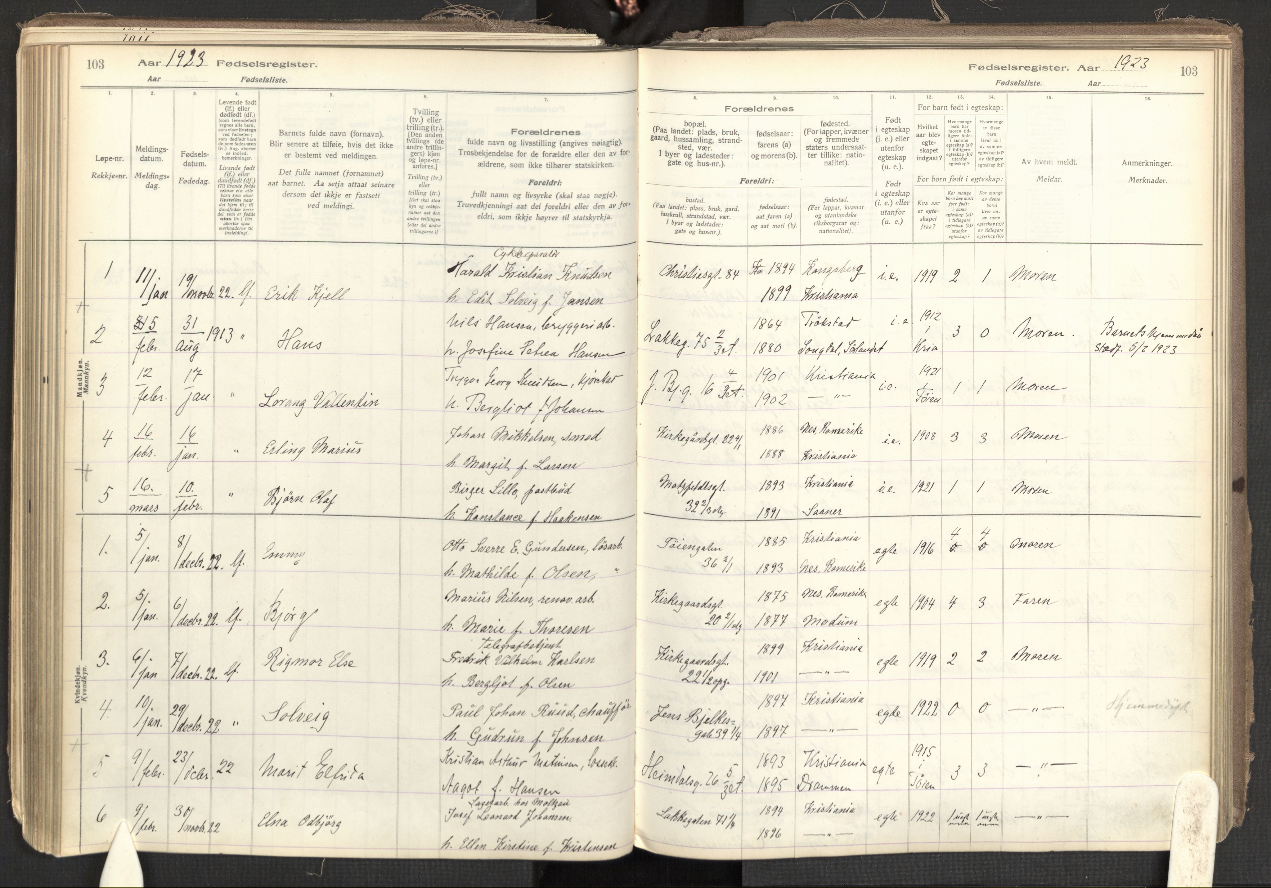 Tøyen prestekontor Kirkebøker, AV/SAO-A-10167a/J/Ja/L0001: Birth register no. 1, 1916-1944, p. 103