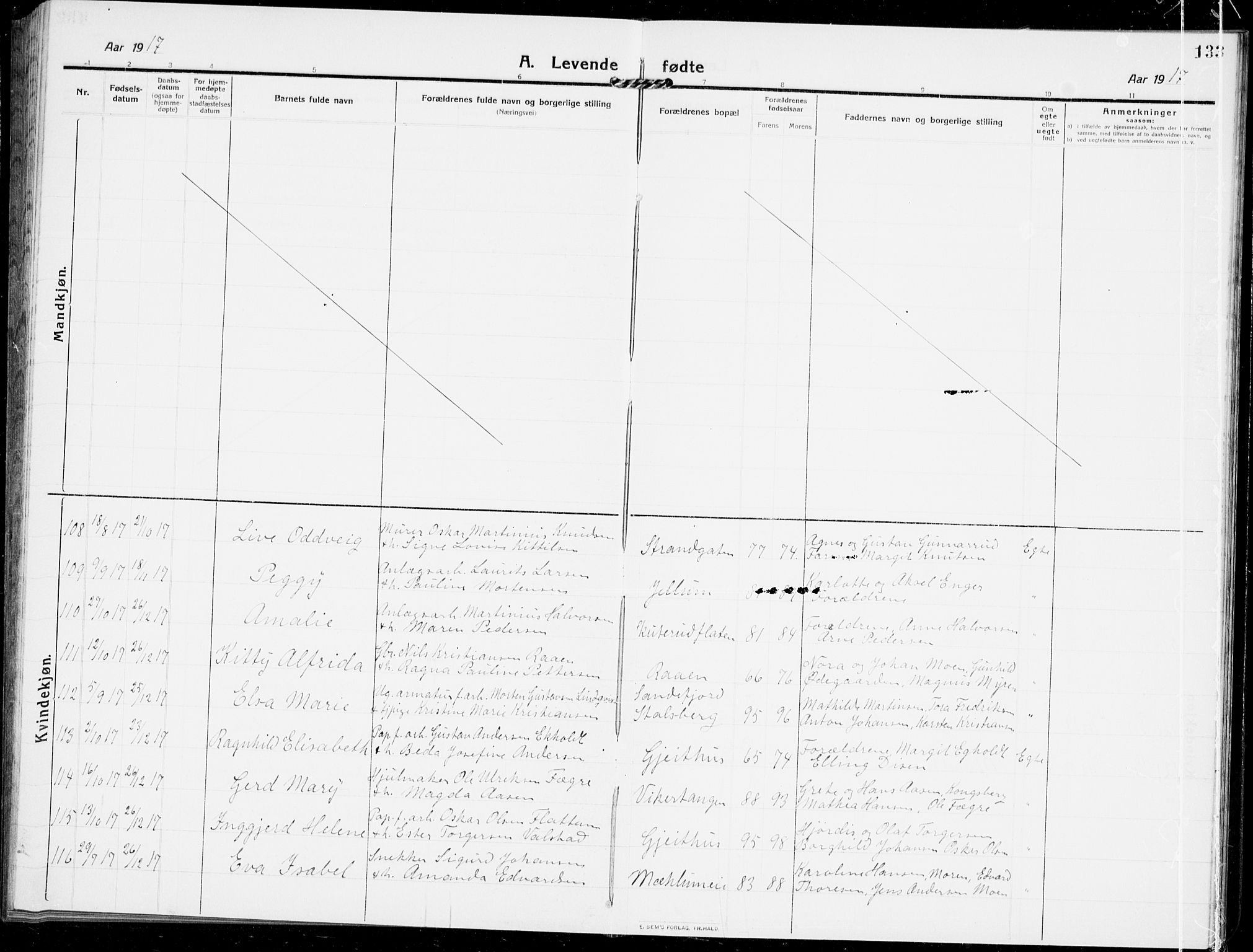 Modum kirkebøker, AV/SAKO-A-234/G/Ga/L0009: Parish register (copy) no. I 9, 1909-1923, p. 134