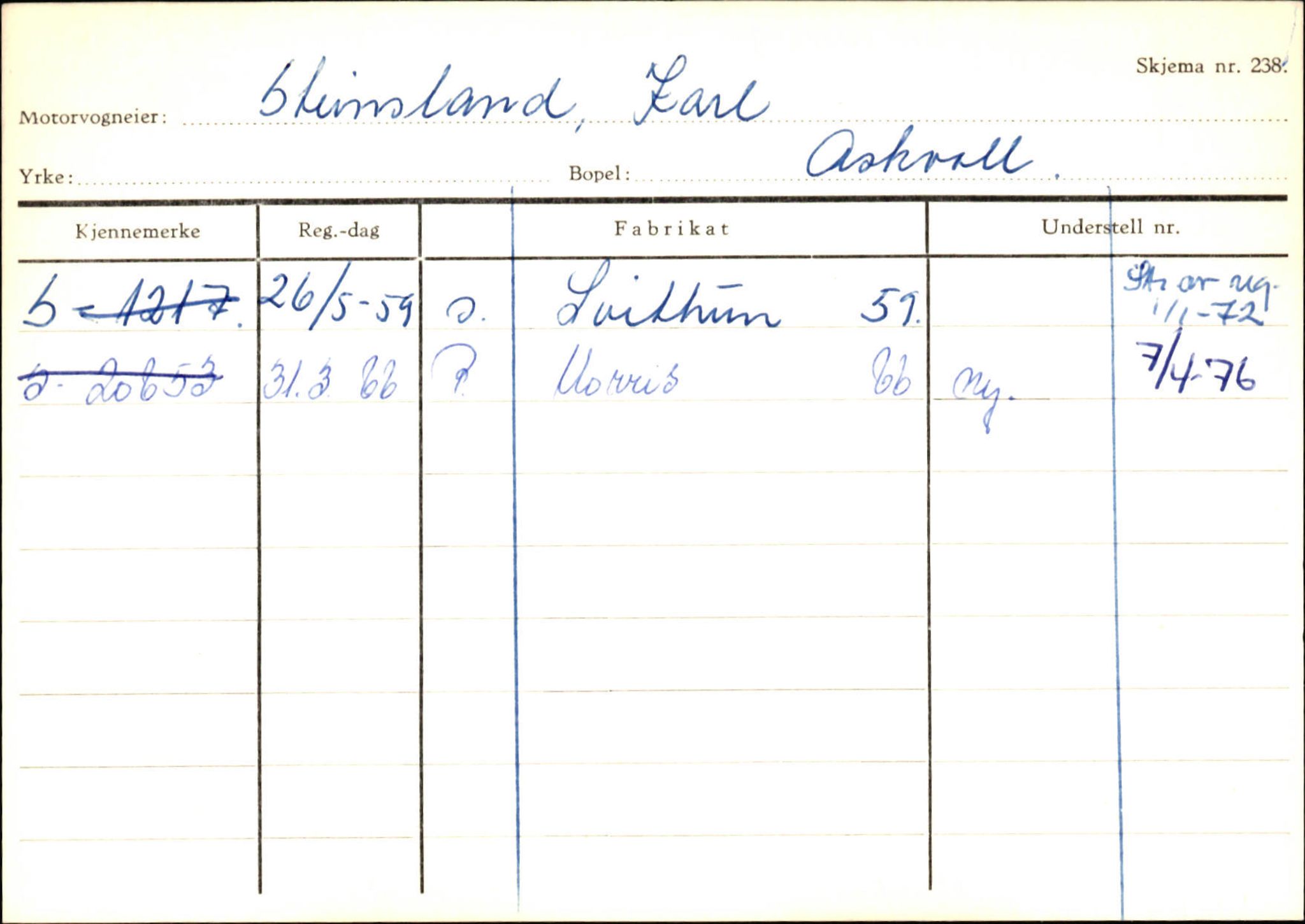 Statens vegvesen, Sogn og Fjordane vegkontor, AV/SAB-A-5301/4/F/L0132: Eigarregister Askvoll A-Å. Balestrand A-Å, 1945-1975, p. 1222