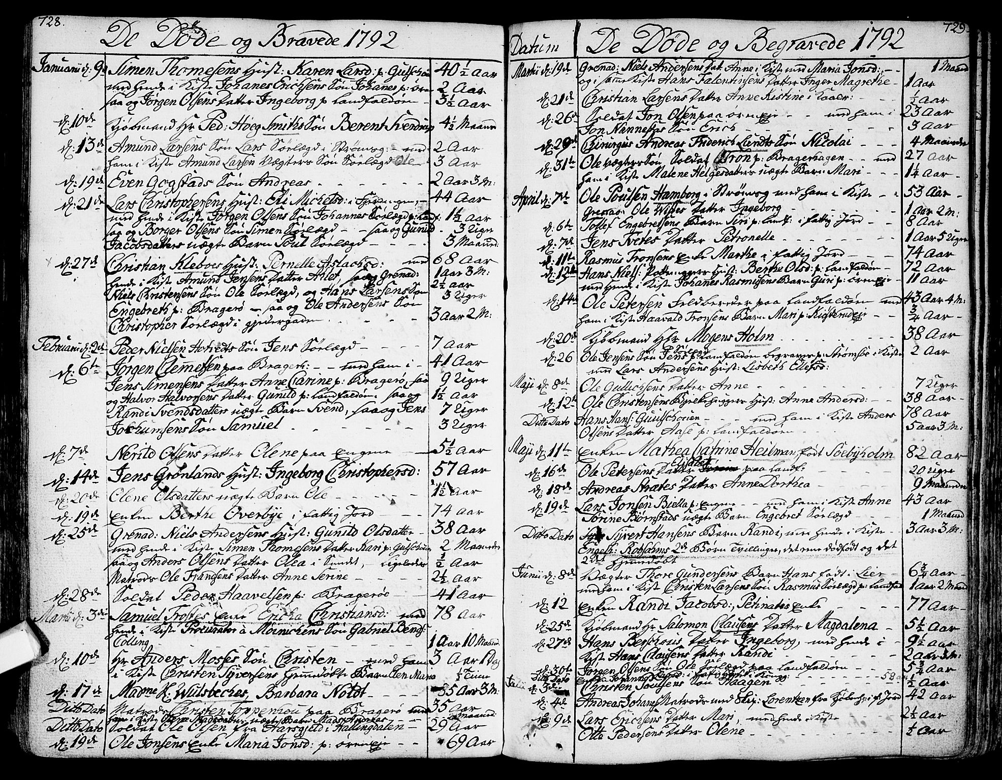 Bragernes kirkebøker, SAKO/A-6/F/Fa/L0006a: Parish register (official) no. I 6, 1782-1814, p. 728-729