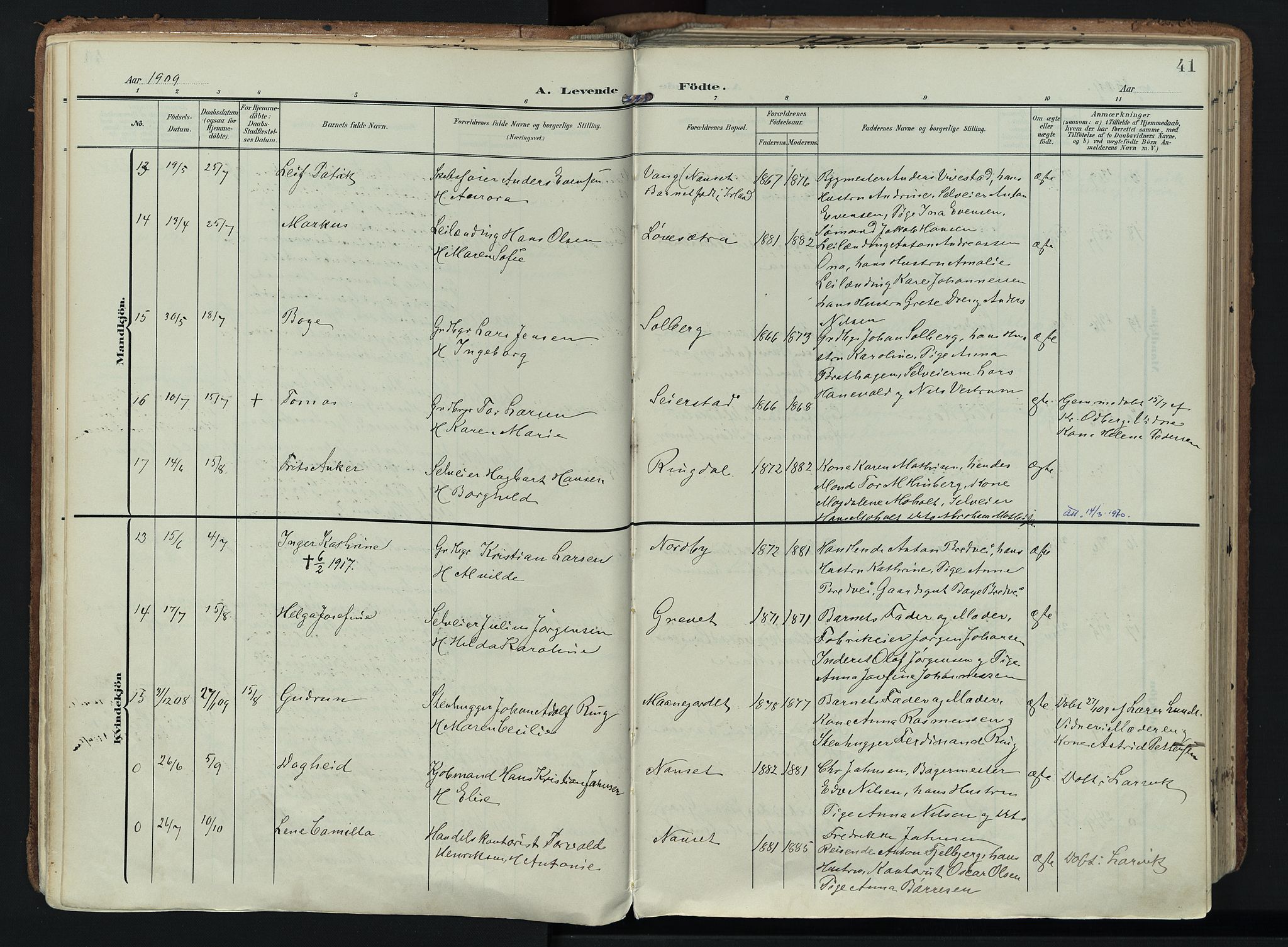 Hedrum kirkebøker, SAKO/A-344/F/Fa/L0010: Parish register (official) no. I 10, 1904-1918, p. 41
