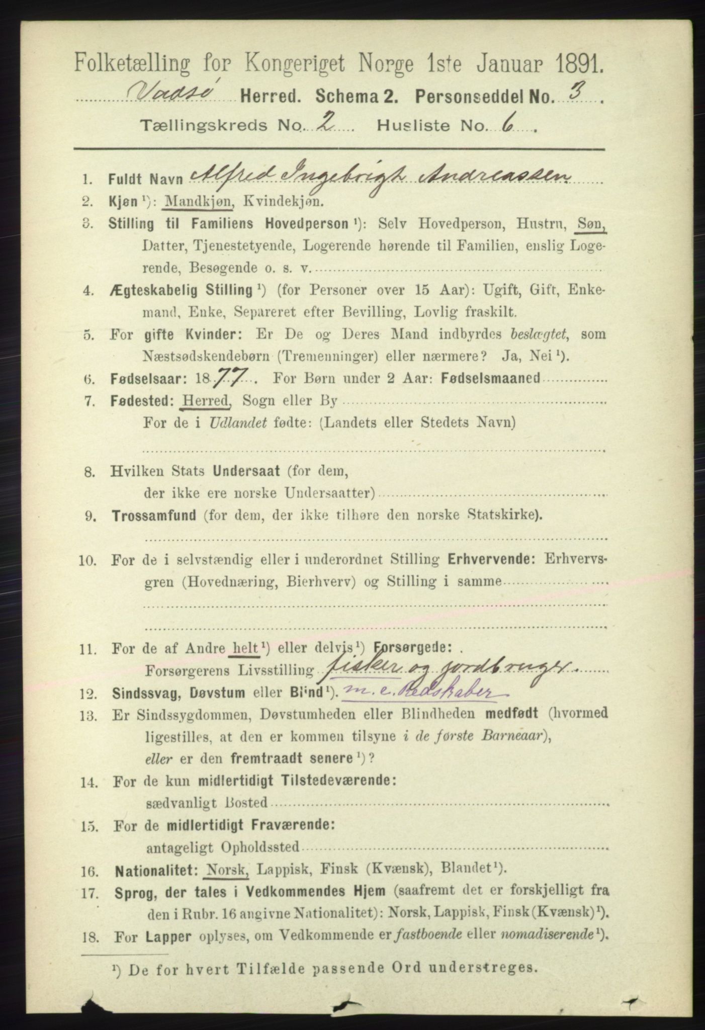 RA, 1891 census for 2029 Vadsø, 1891, p. 475