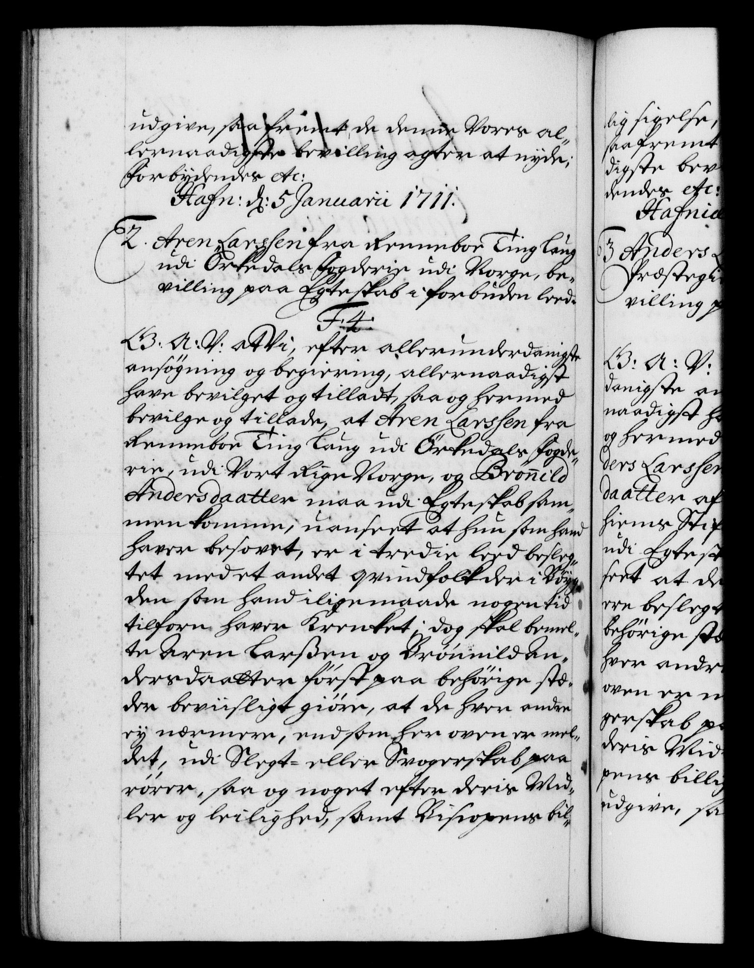 Danske Kanselli 1572-1799, RA/EA-3023/F/Fc/Fca/Fcaa/L0020: Norske registre, 1708-1711, p. 478b