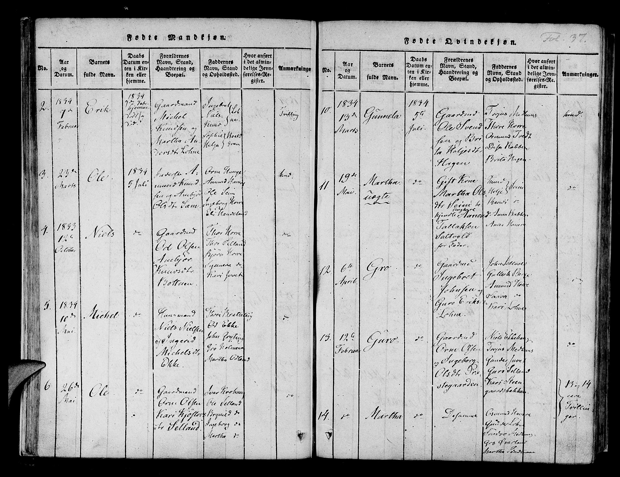Røldal sokneprestembete, AV/SAB-A-100247: Parish register (official) no. A 2, 1817-1856, p. 37