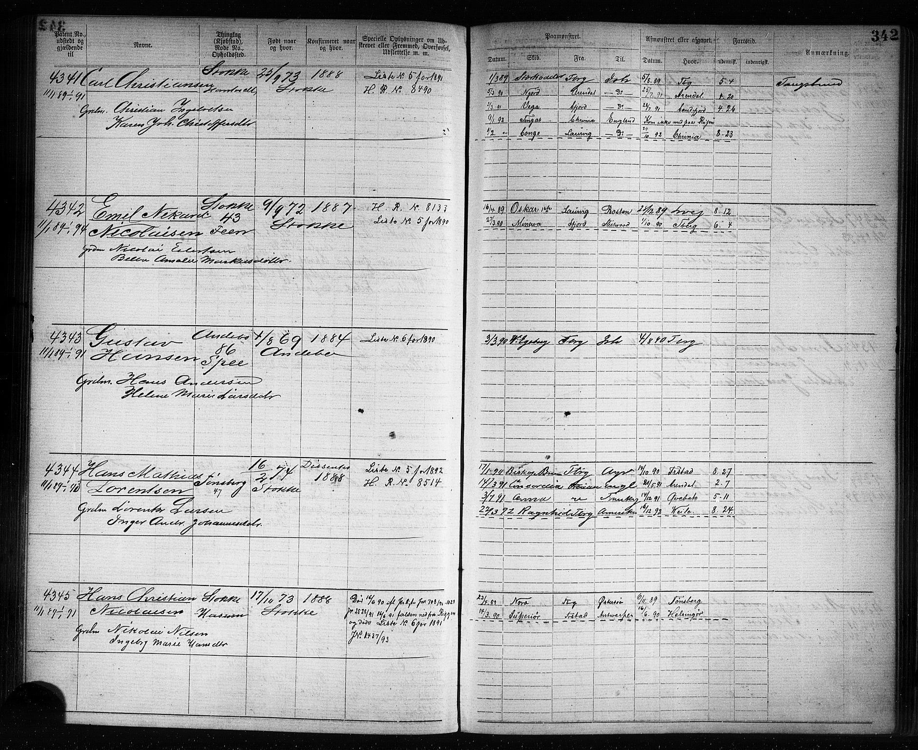 Tønsberg innrulleringskontor, AV/SAKO-A-786/F/Fb/L0007: Annotasjonsrulle Patent nr. 2636-5150, 1881-1892, p. 343