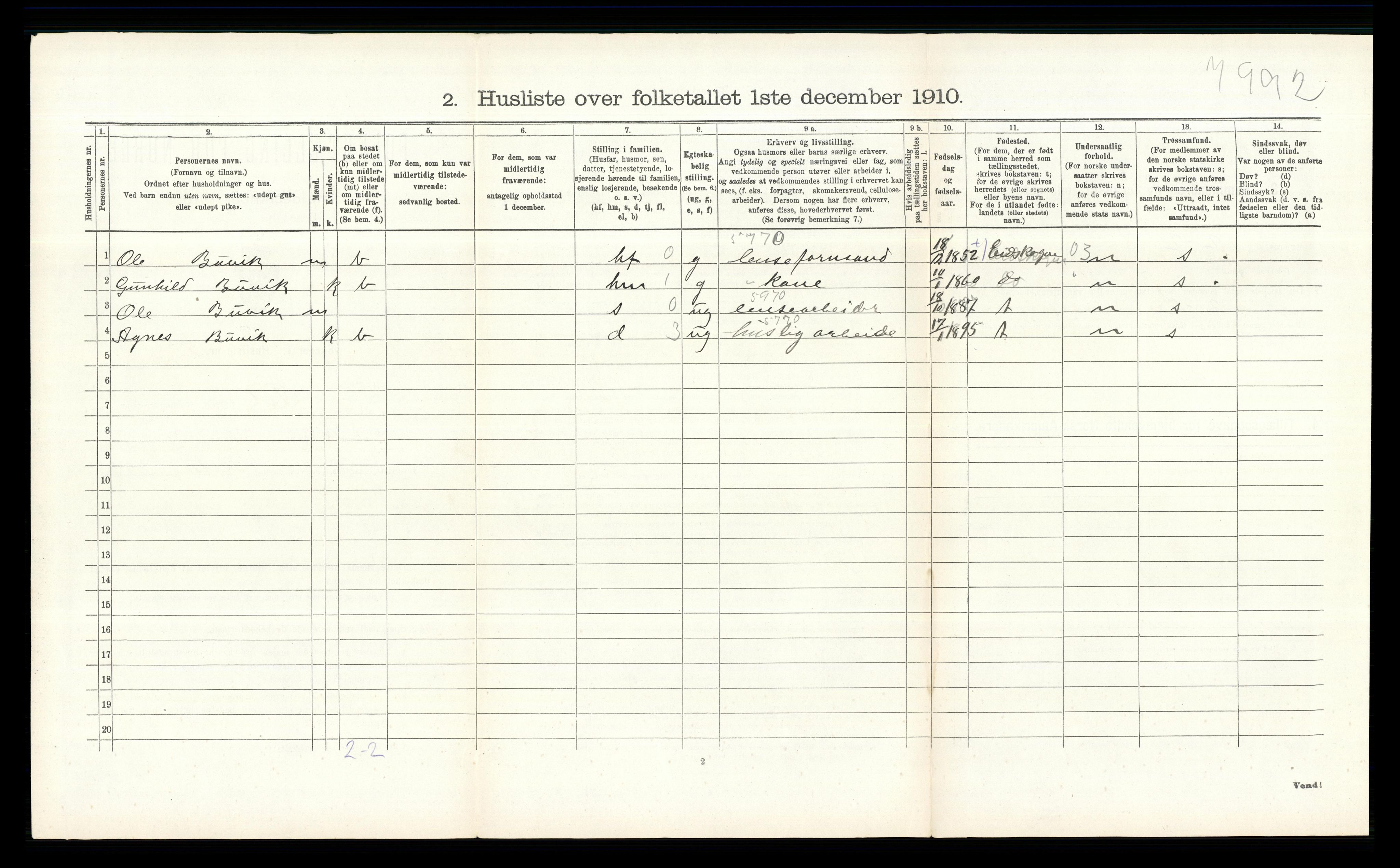 RA, 1910 census for Fet, 1910, p. 400