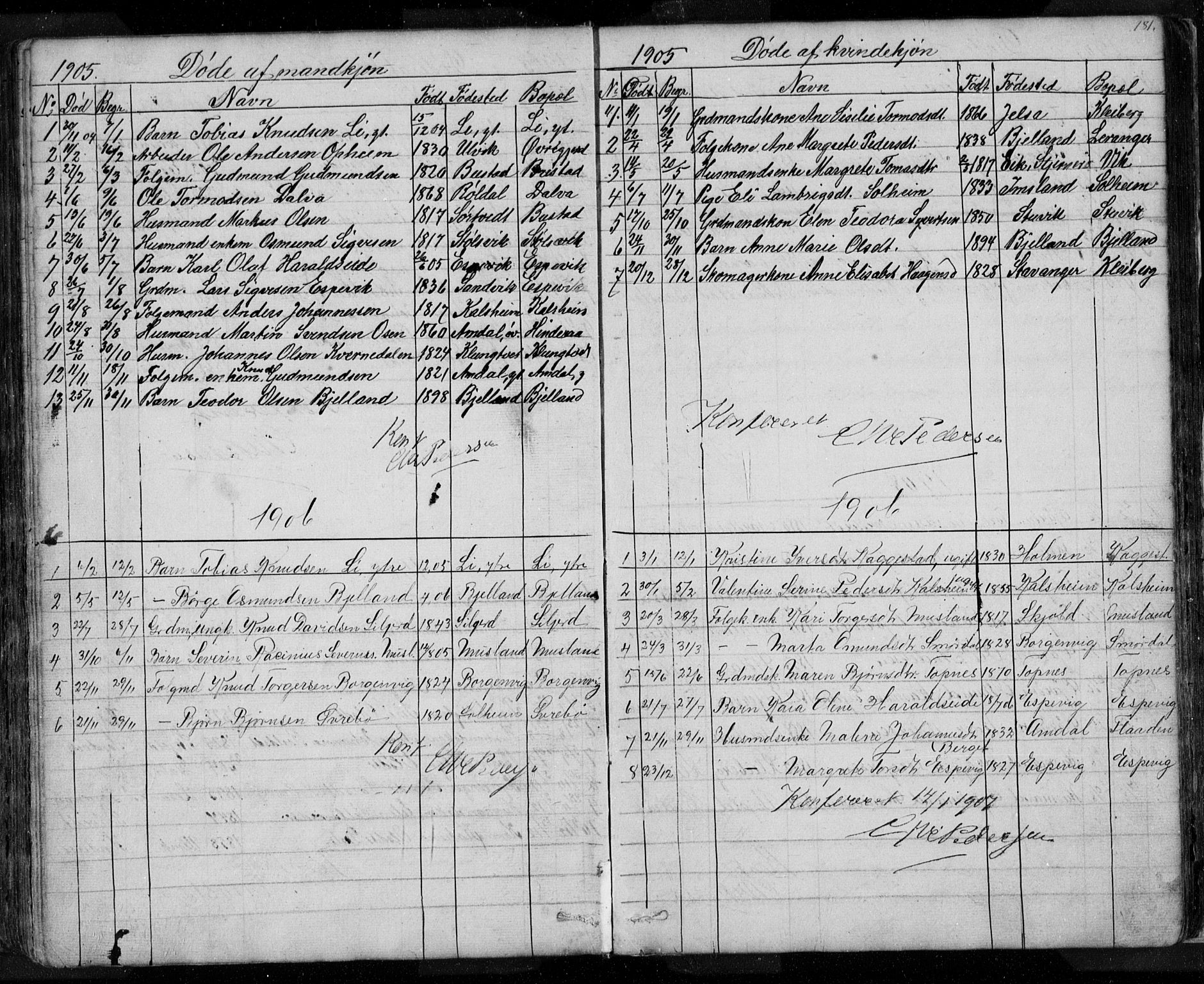 Nedstrand sokneprestkontor, SAST/A-101841/01/V: Parish register (copy) no. B 3, 1848-1933, p. 181